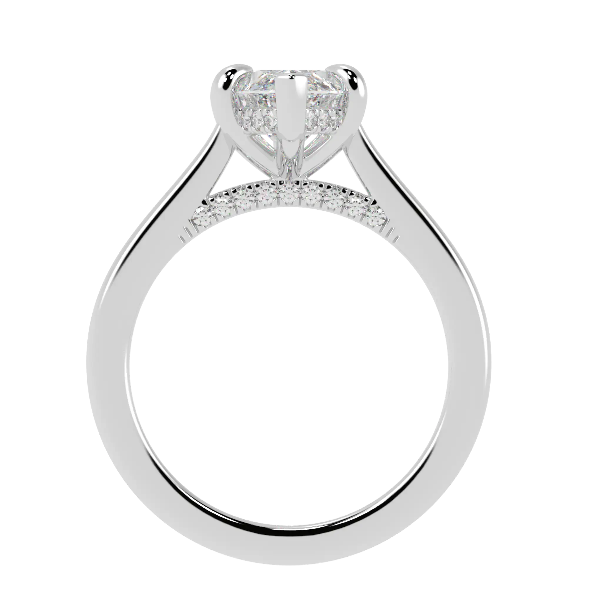 Bague de fiançailles Arya en or blanc 18 carats avec halo caché | Forme marquise