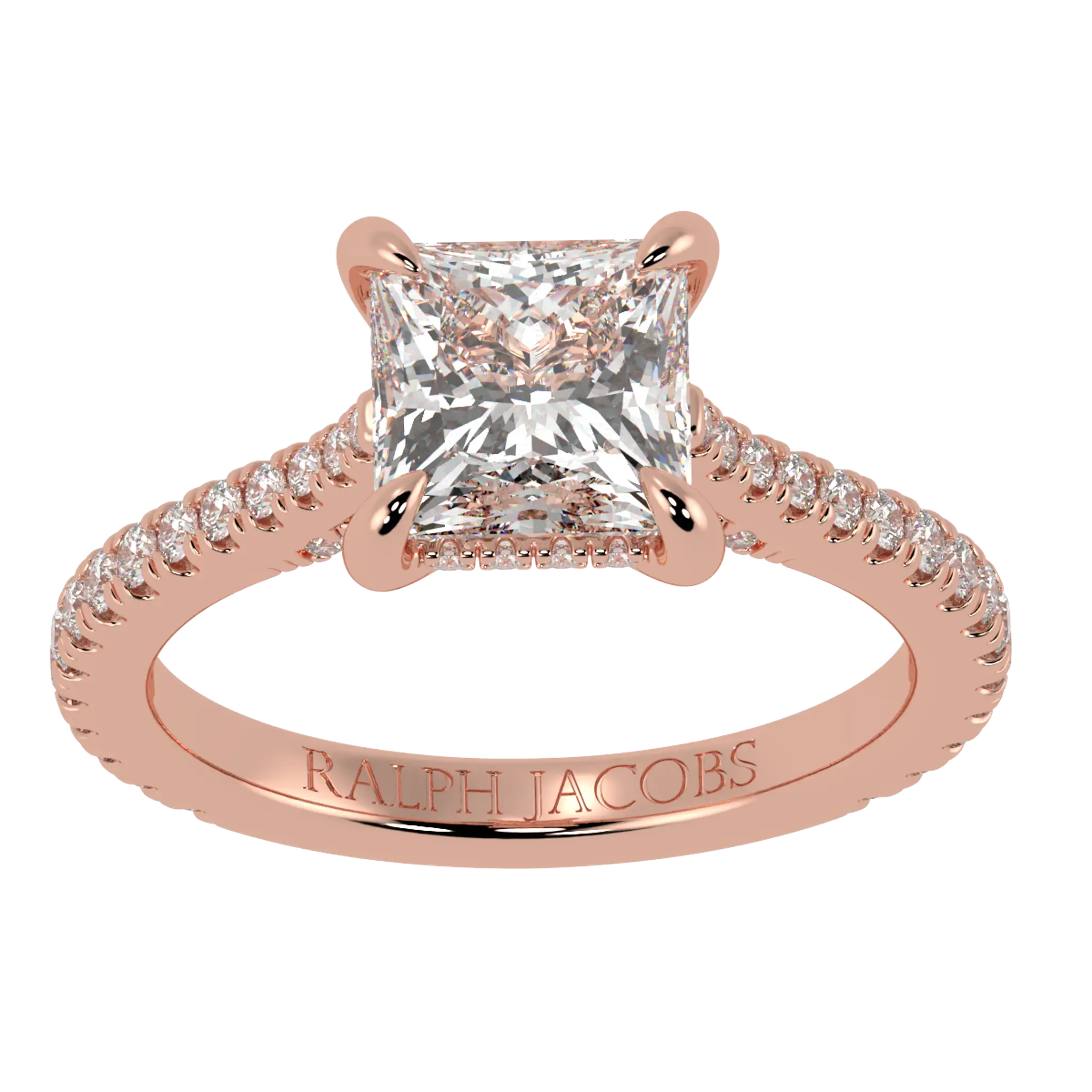 Bague de fiançailles Arya en or rose 14 carats | Forme princesse