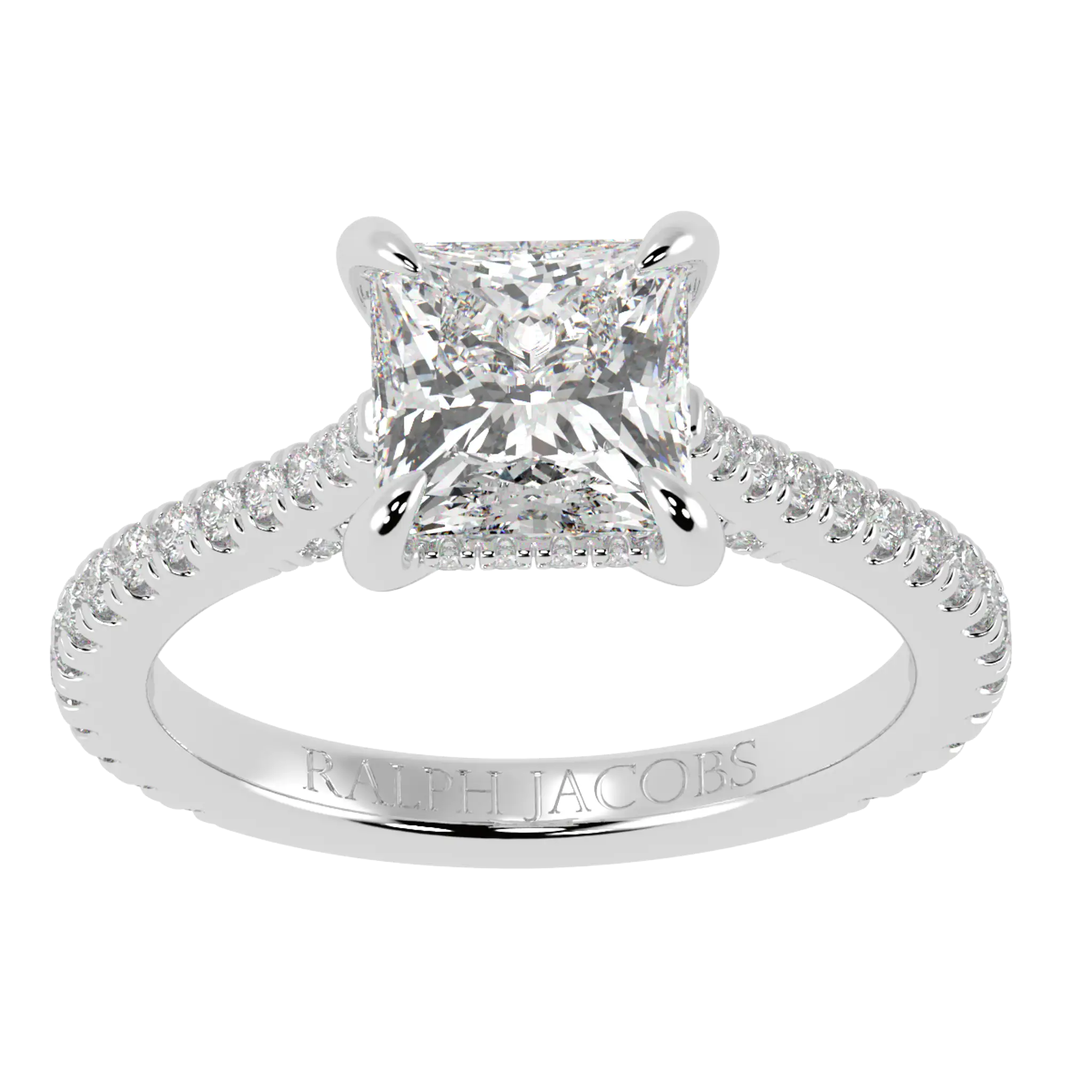 Arya 9K White Gold Accent Engagement Ring | Princess Shape