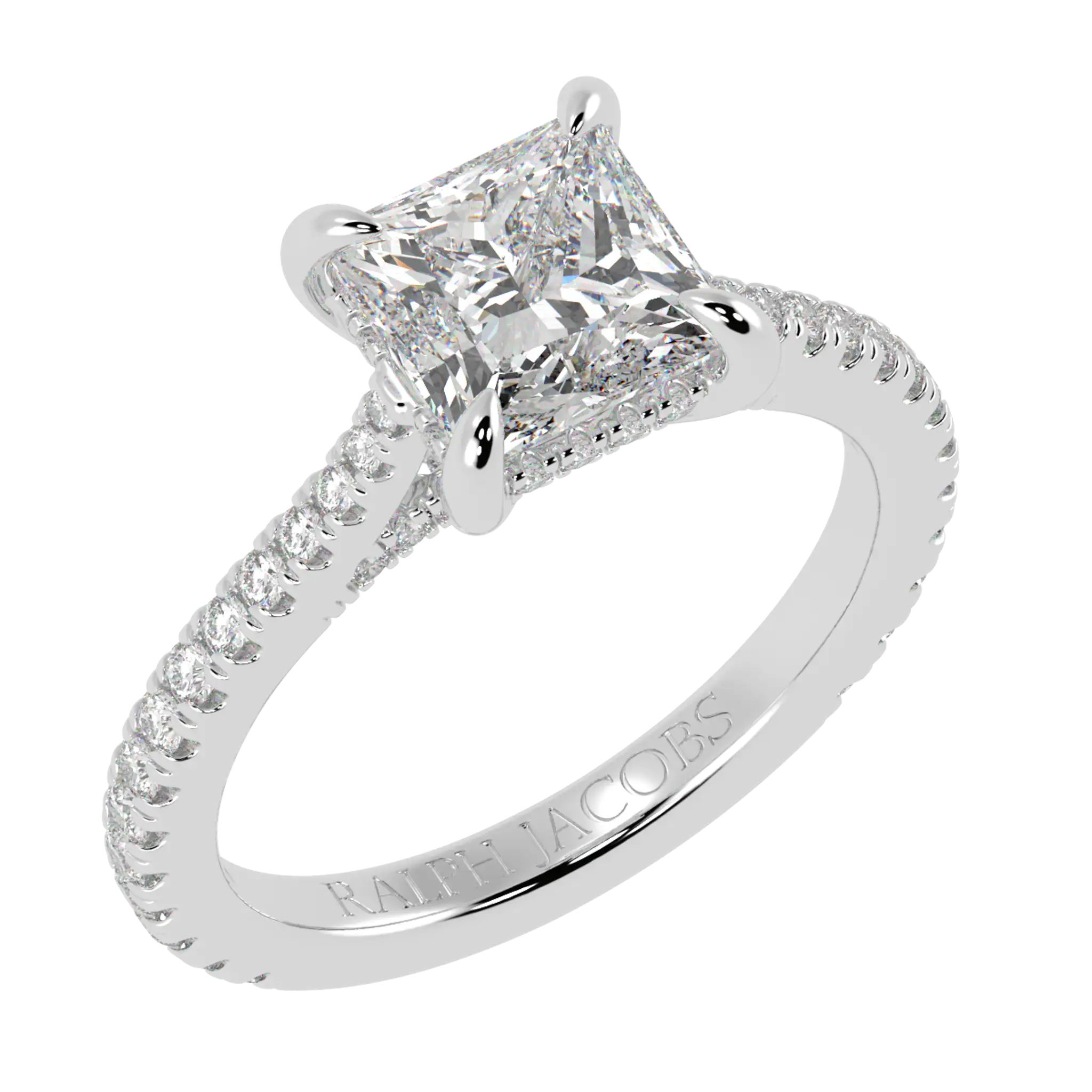 Arya 9K White Gold Accent Engagement Ring | Princess Shape