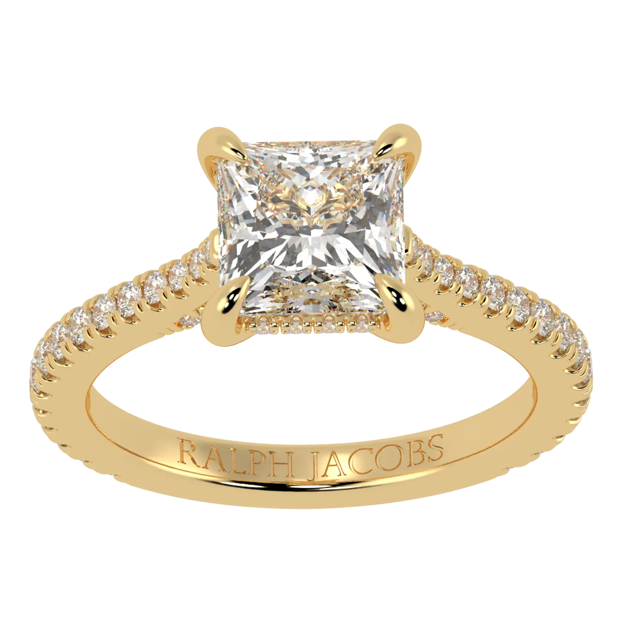 Arya 9K Yellow Gold Accent Engagement Ring | Princess Shape