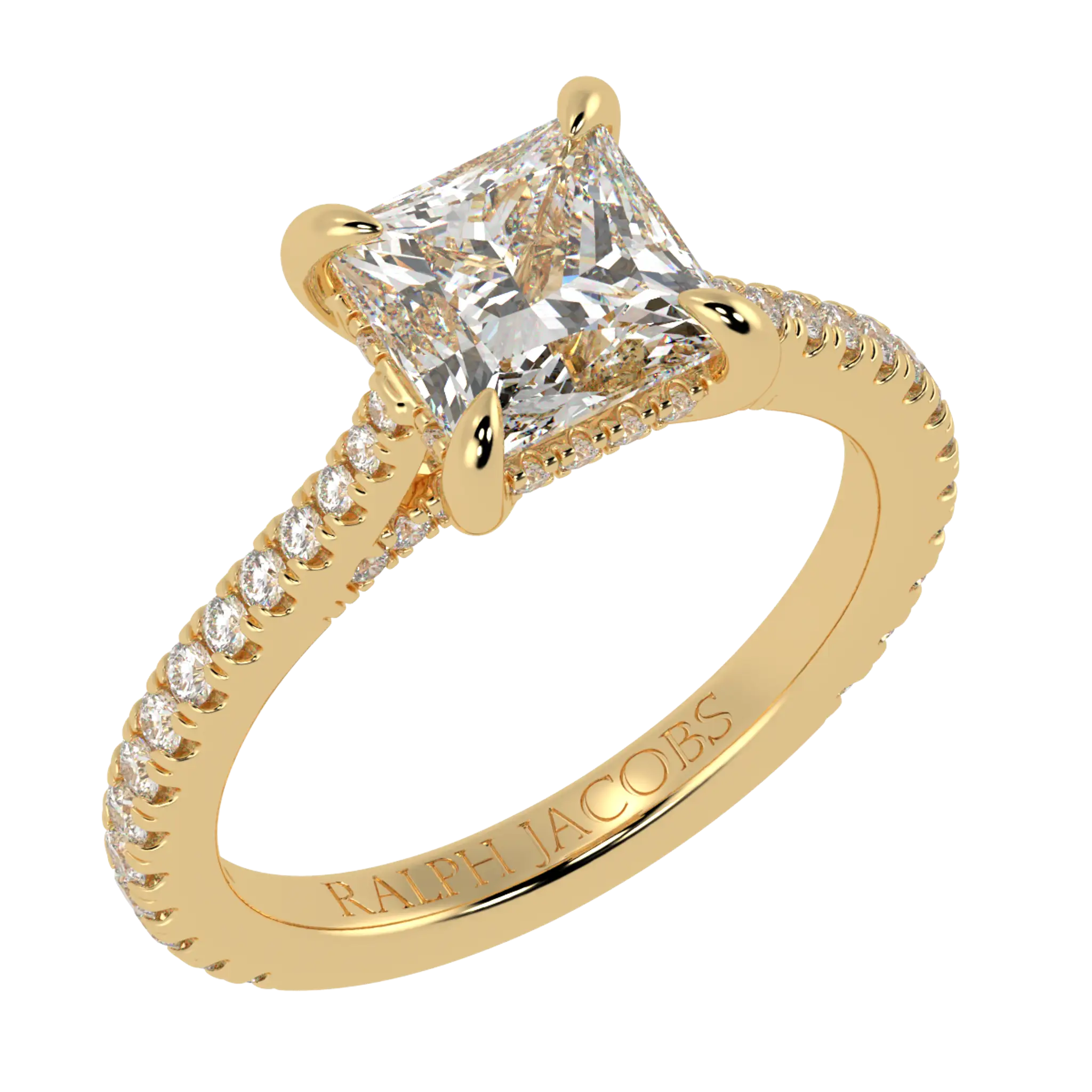 Arya 18K Yellow Gold Accent Engagement Ring | Princess Shape