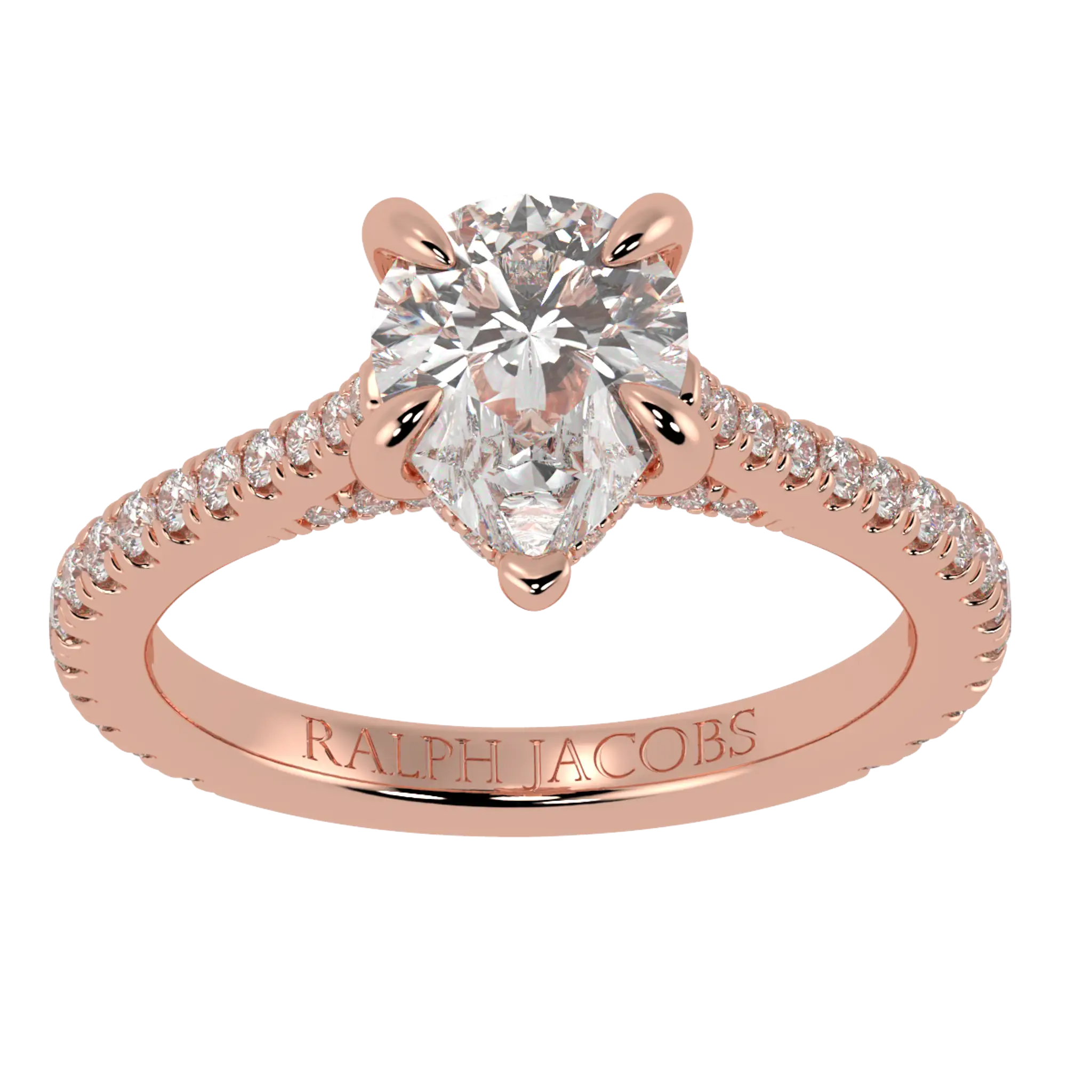 Bague de fiançailles Arya en or rose 14 carats | Forme poire