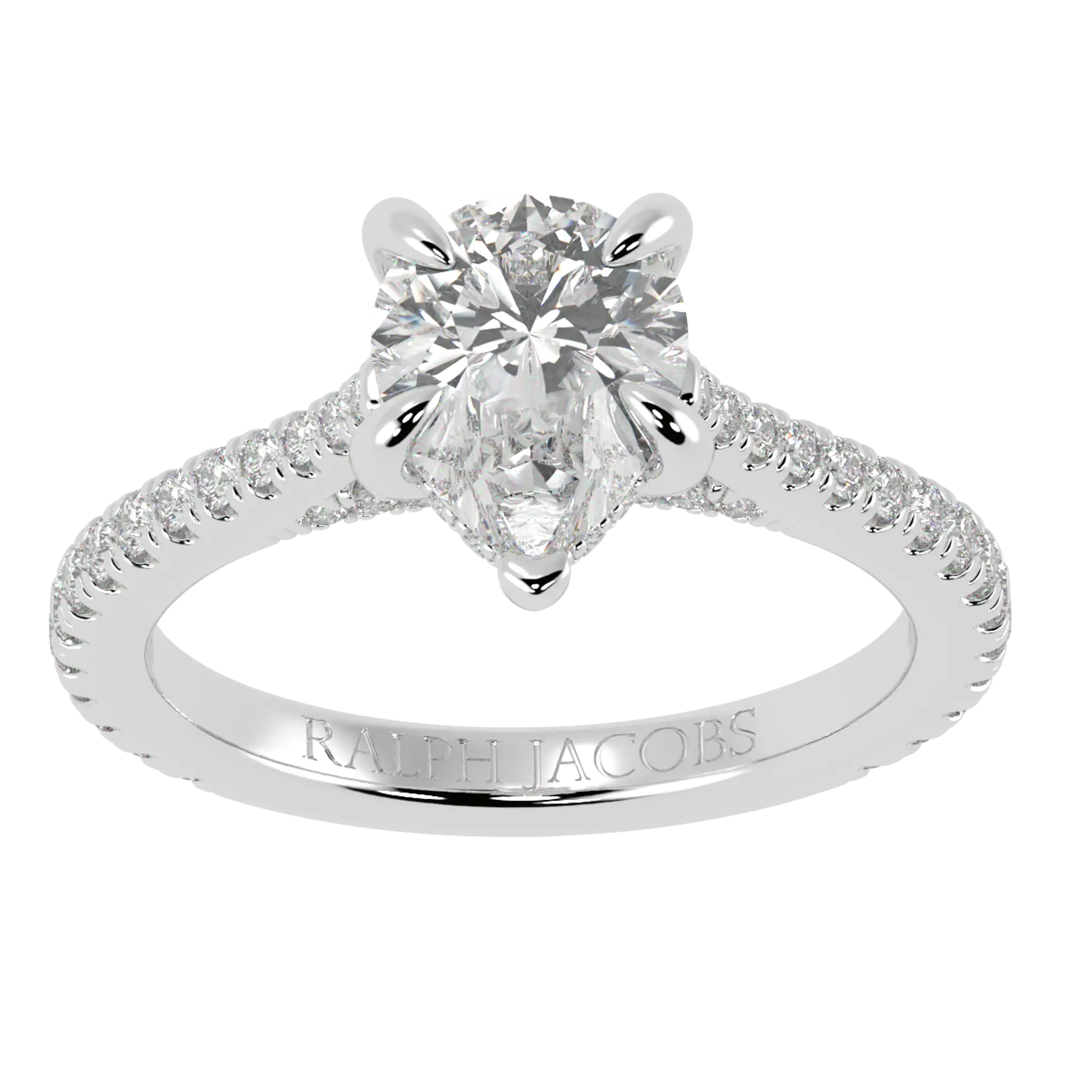 Arya Platinum Accent Engagement Ring | Pear Shape