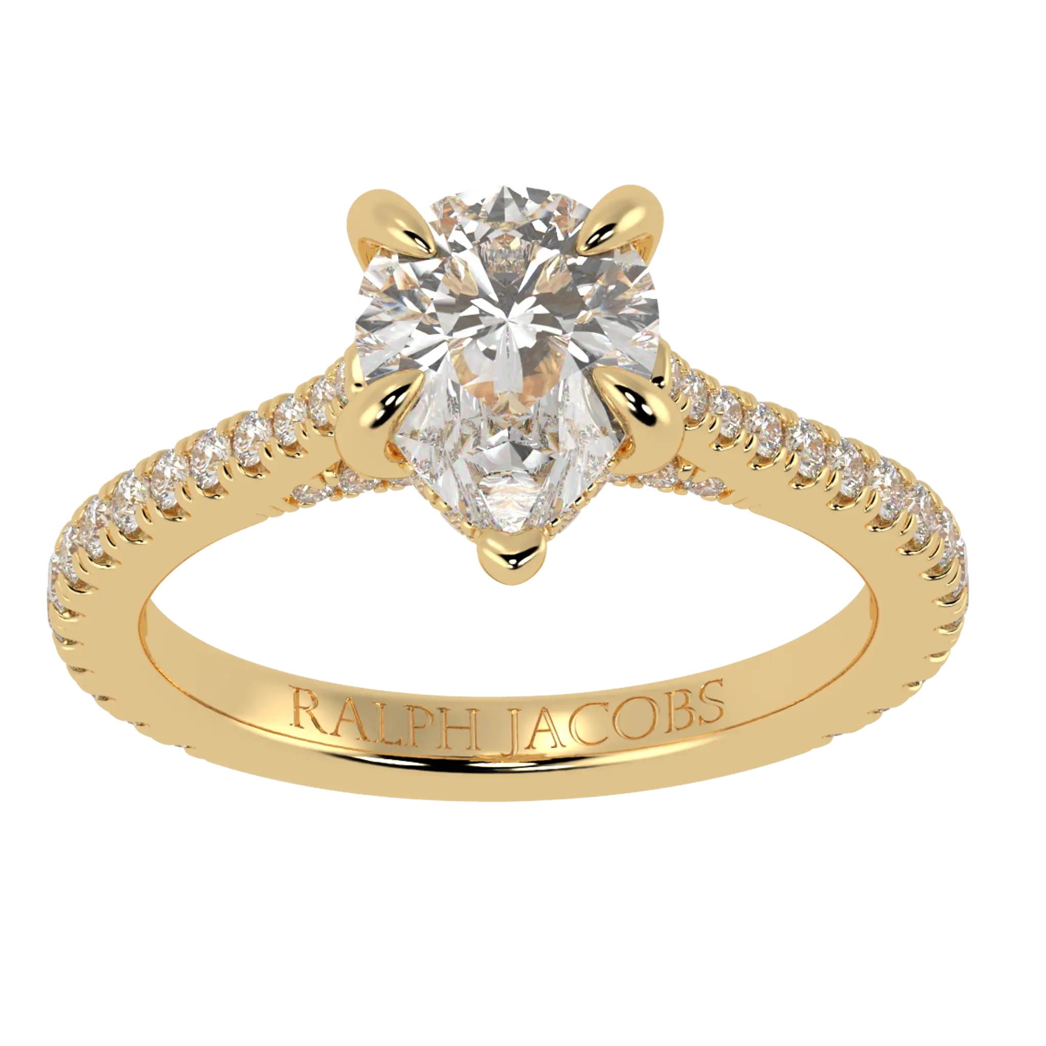 Arya 9K Yellow Gold Accent Engagement Ring | Pear Shape