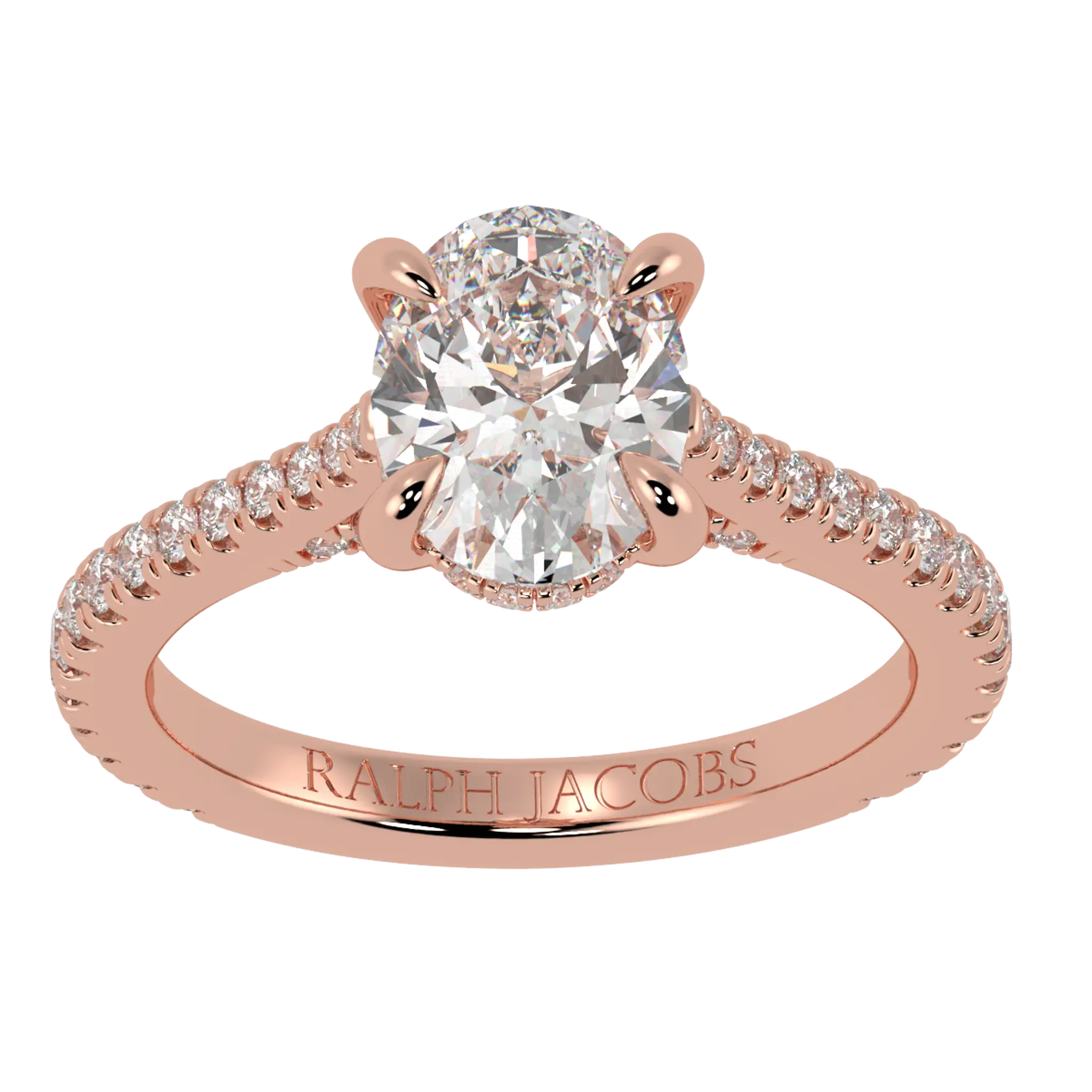 Bague de fiançailles Arya en or rose 14 carats | Forme ovale