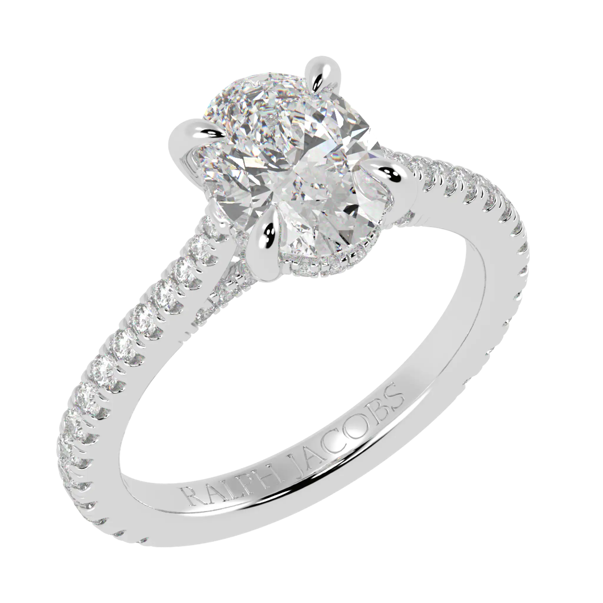 Arya 18K White Gold Accent Engagement Ring | Oval Shape