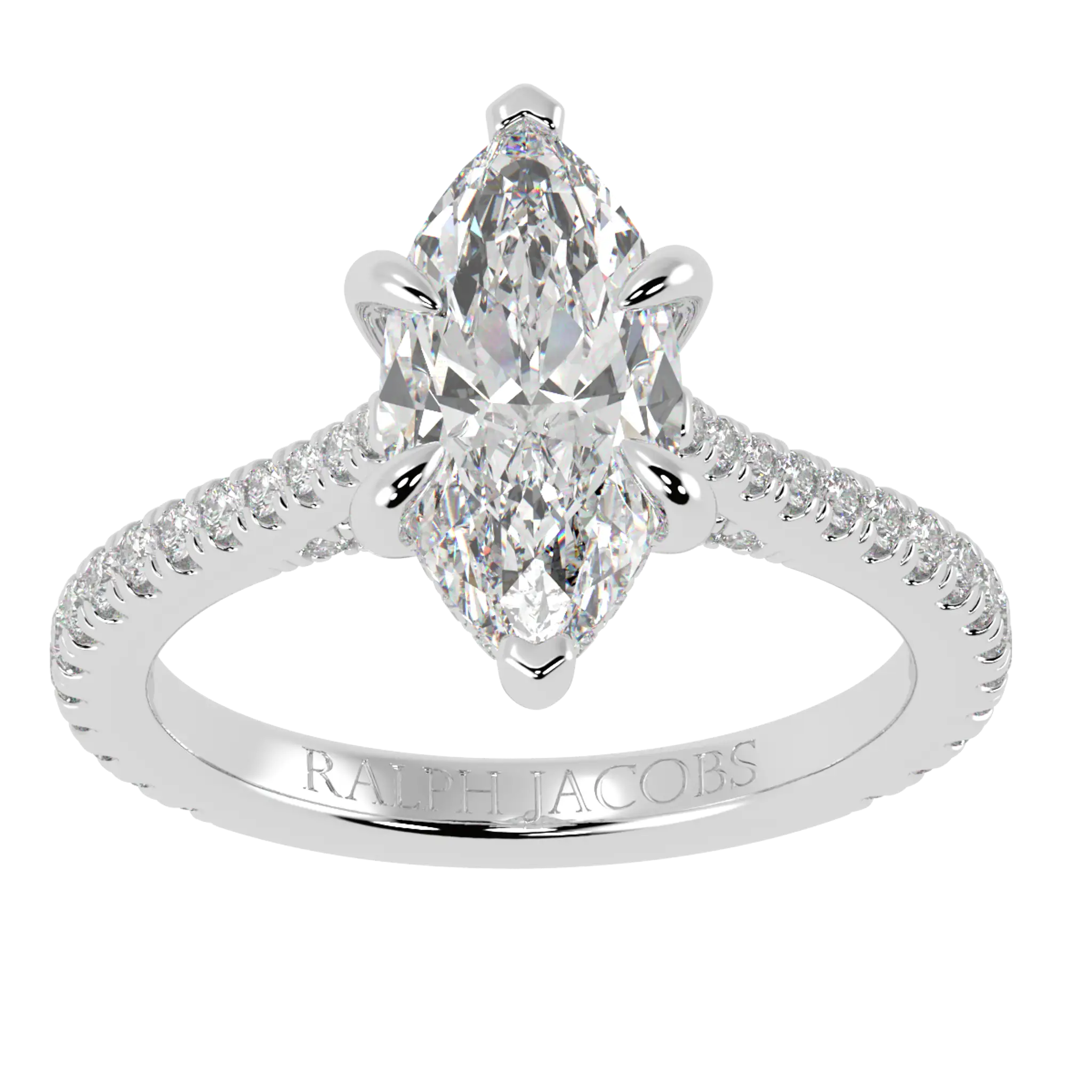 Arya Platinum Accent Engagement Ring | Marquise Shape