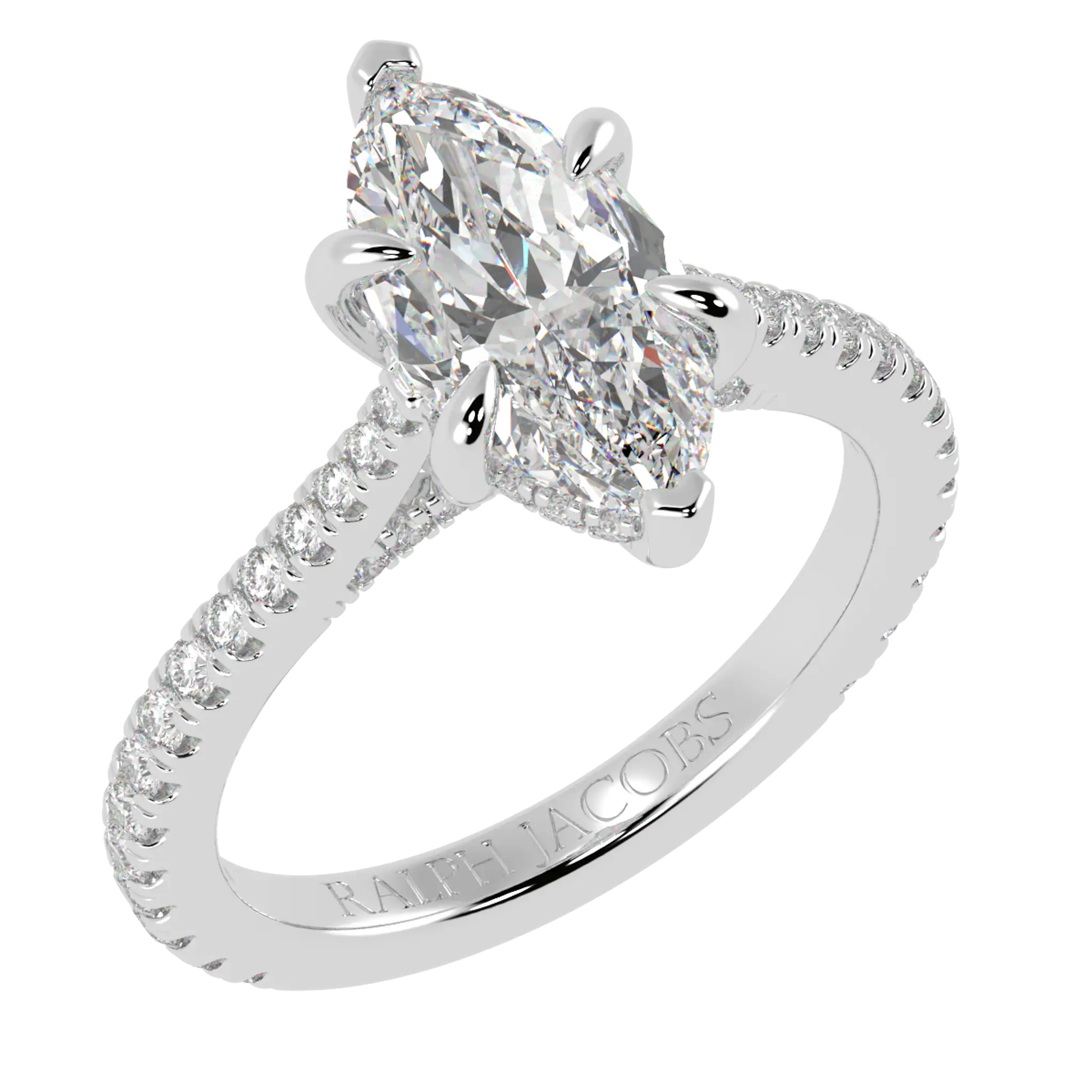 Arya Platinum Accent Engagement Ring | Marquise Shape