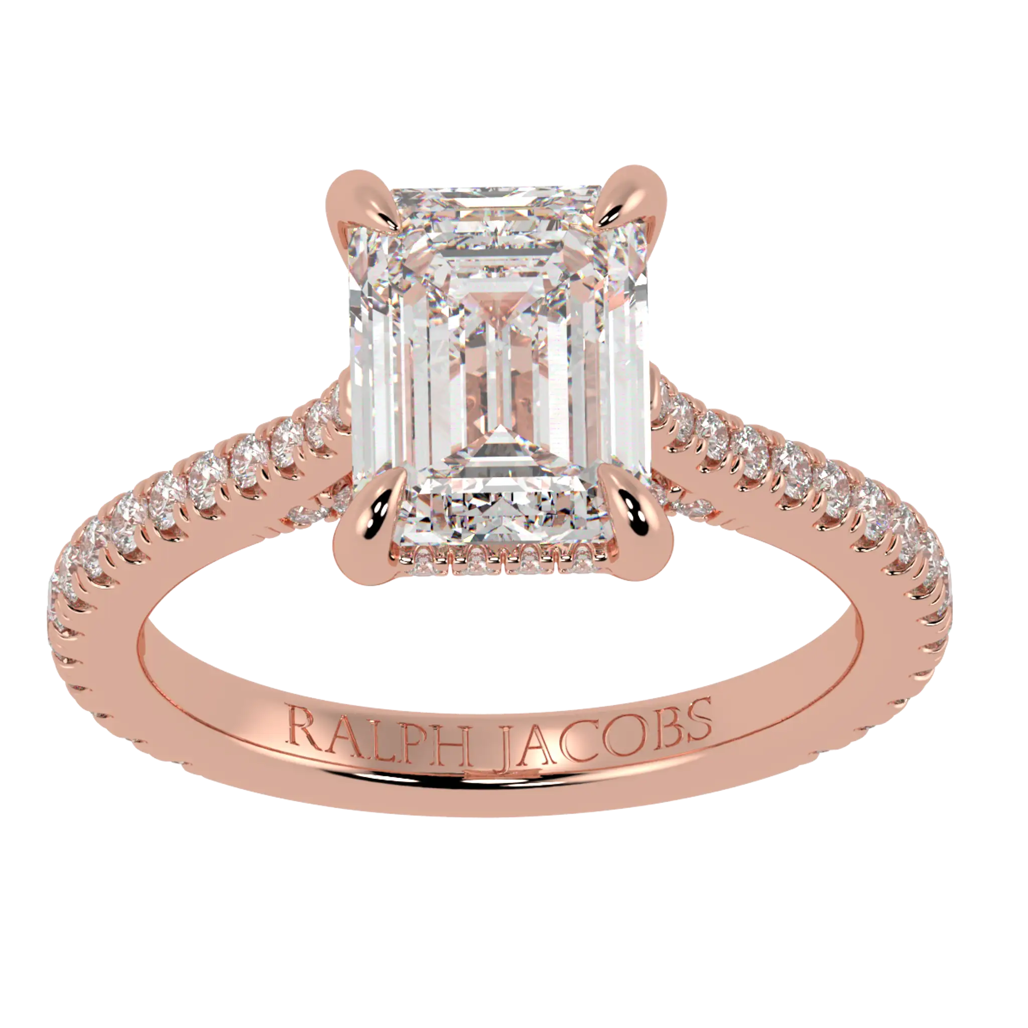 Bague de fiançailles Arya en or rose 14 carats | Forme émeraude