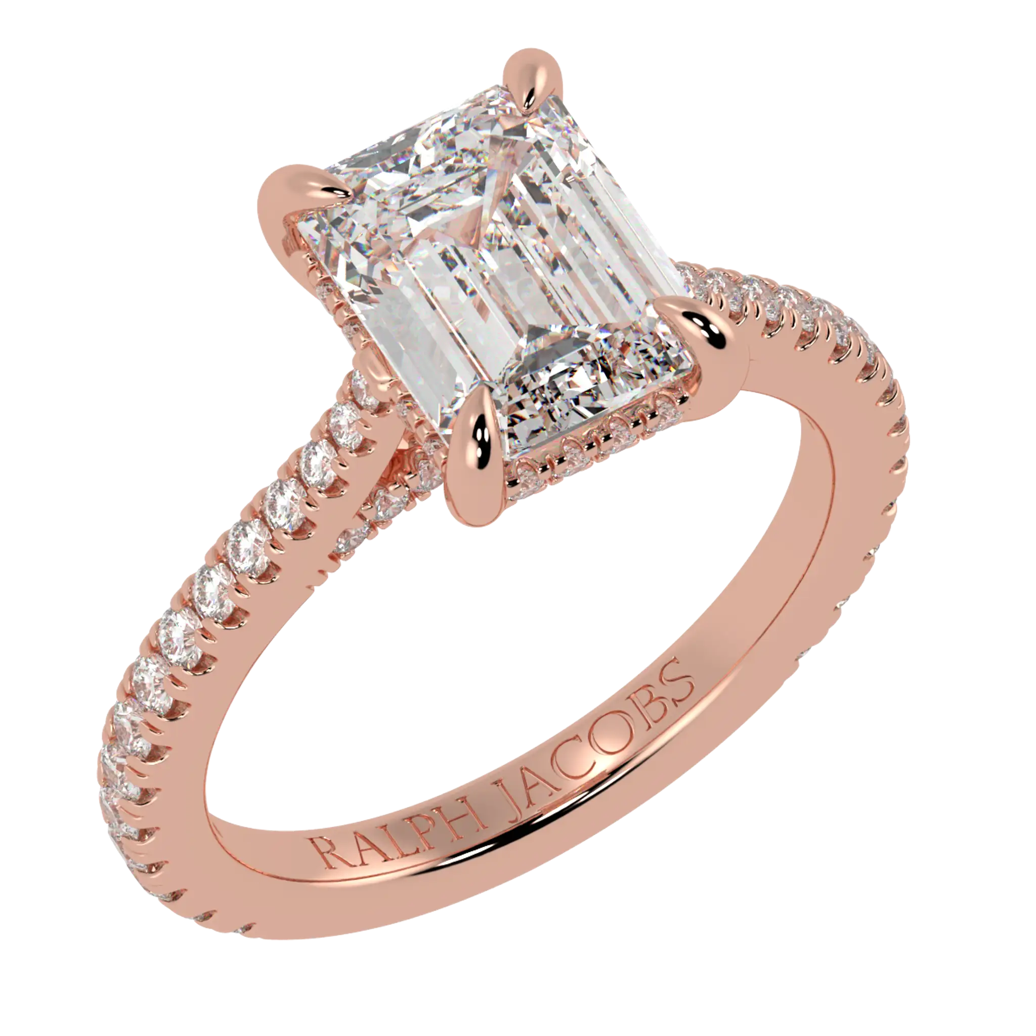 Arya 14K Rose Gold Accent Engagement Ring | Emerald Shape