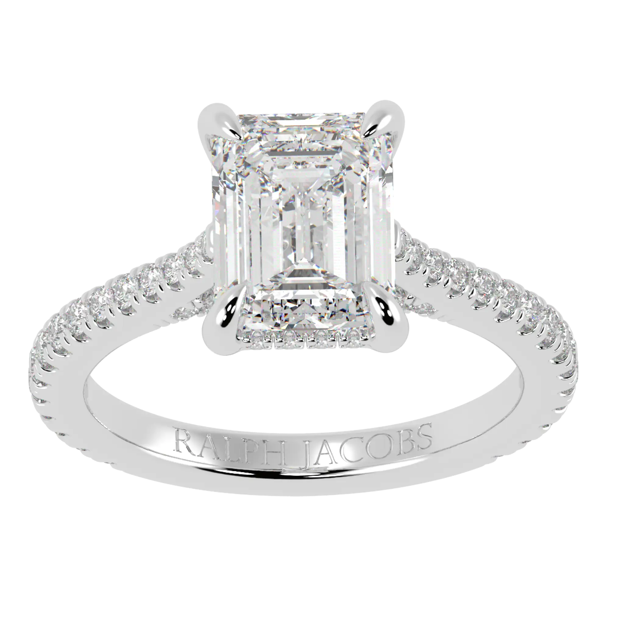 Bague de fiançailles Arya en or blanc 9 carats | Forme émeraude