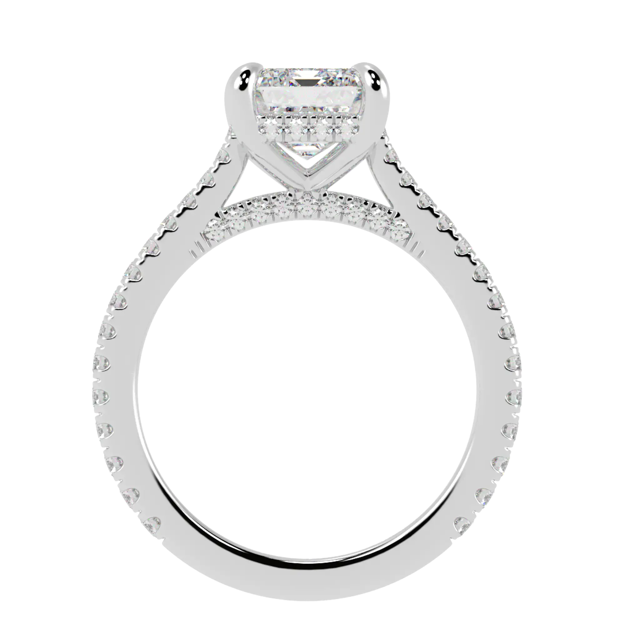 Arya 9K White Gold Accent Engagement Ring | Emerald Shape