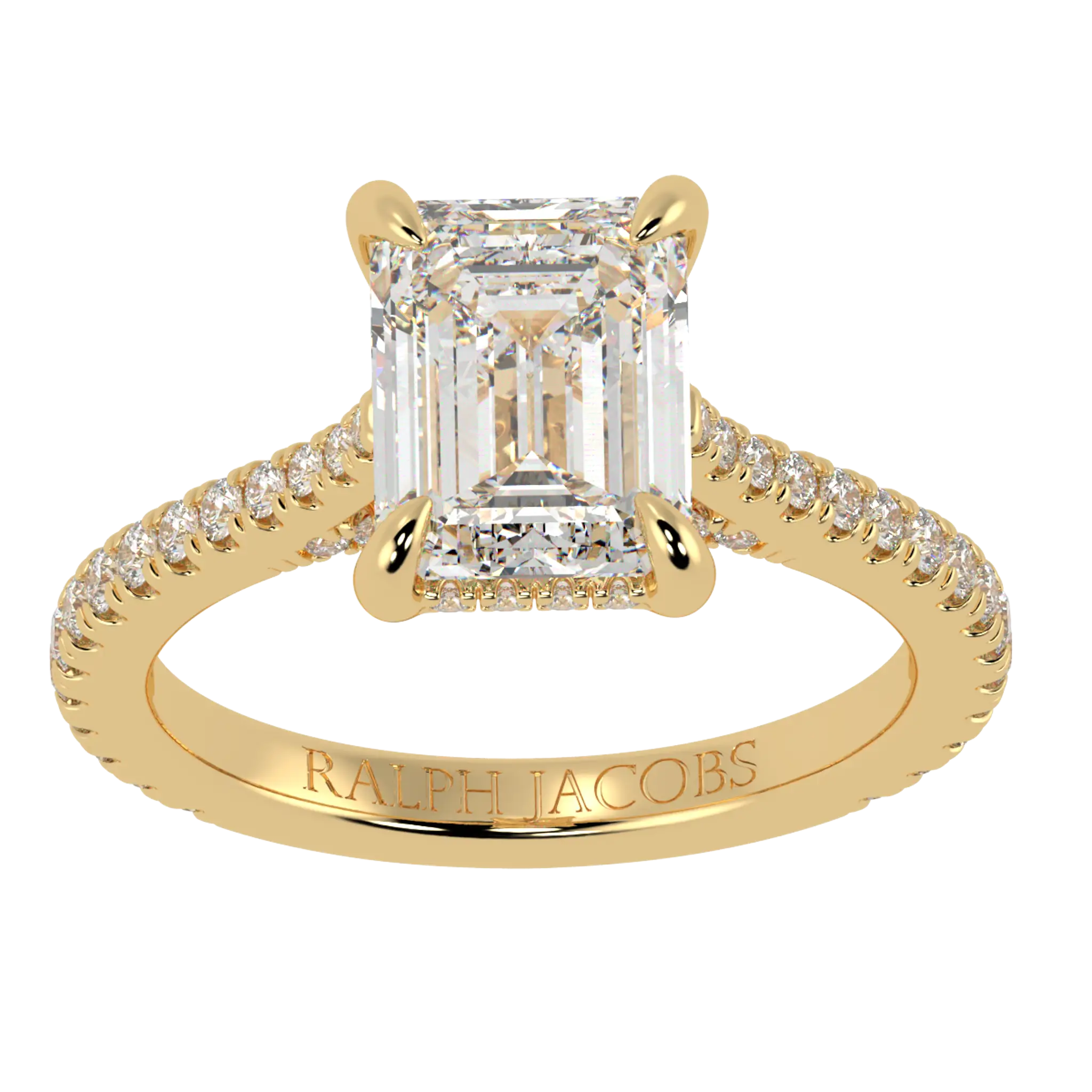 Arya 9K Yellow Gold Accent Engagement Ring | Emerald Shape