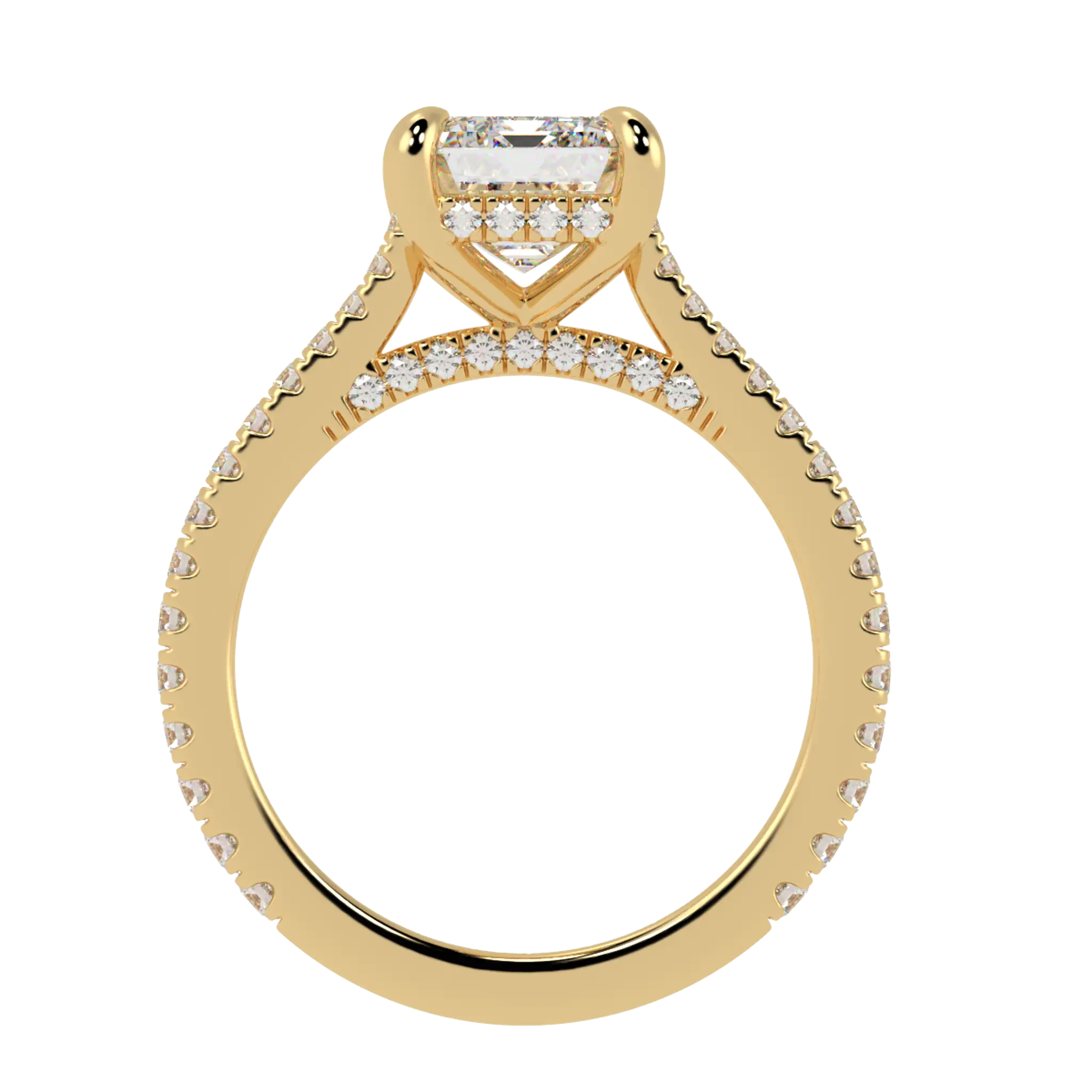 Arya 9K Yellow Gold Accent Engagement Ring | Emerald Shape