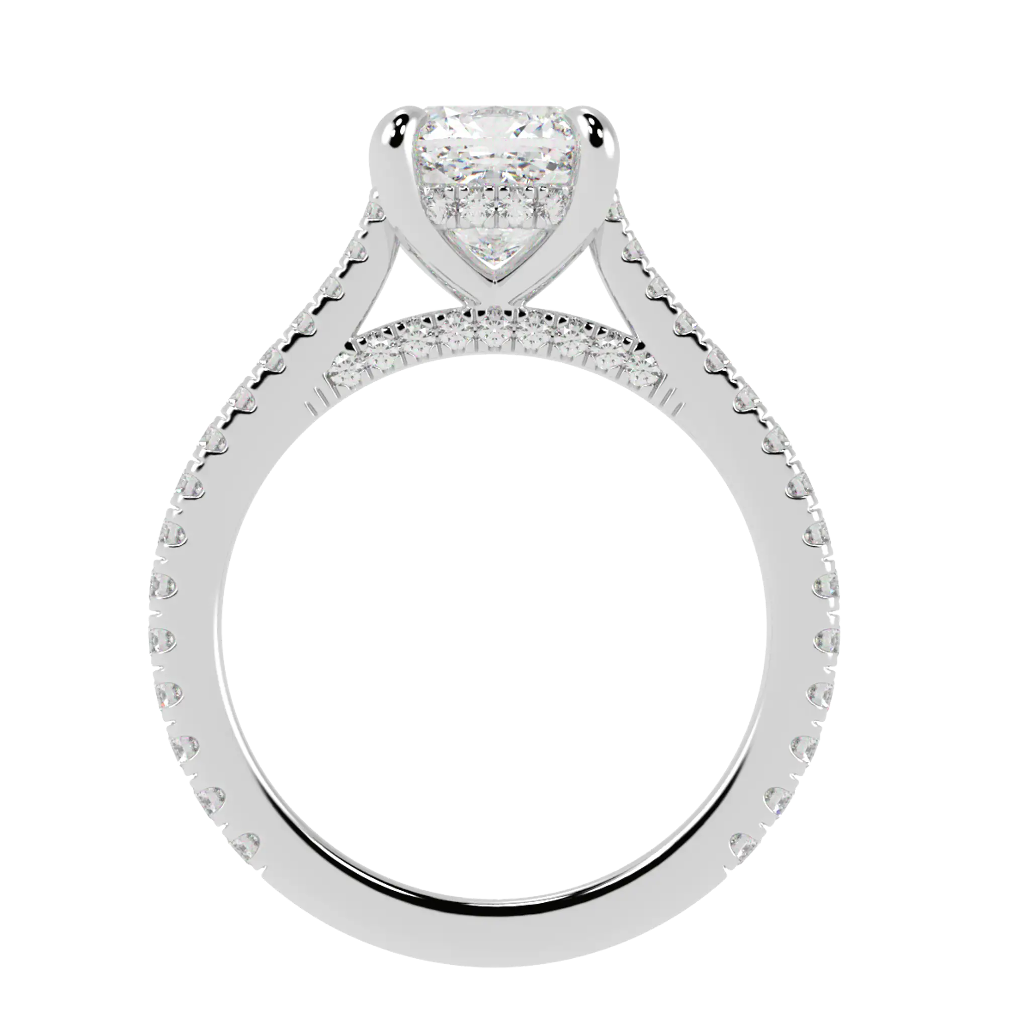 Arya 9K White Gold Accent Engagement Ring | Cushion Shape