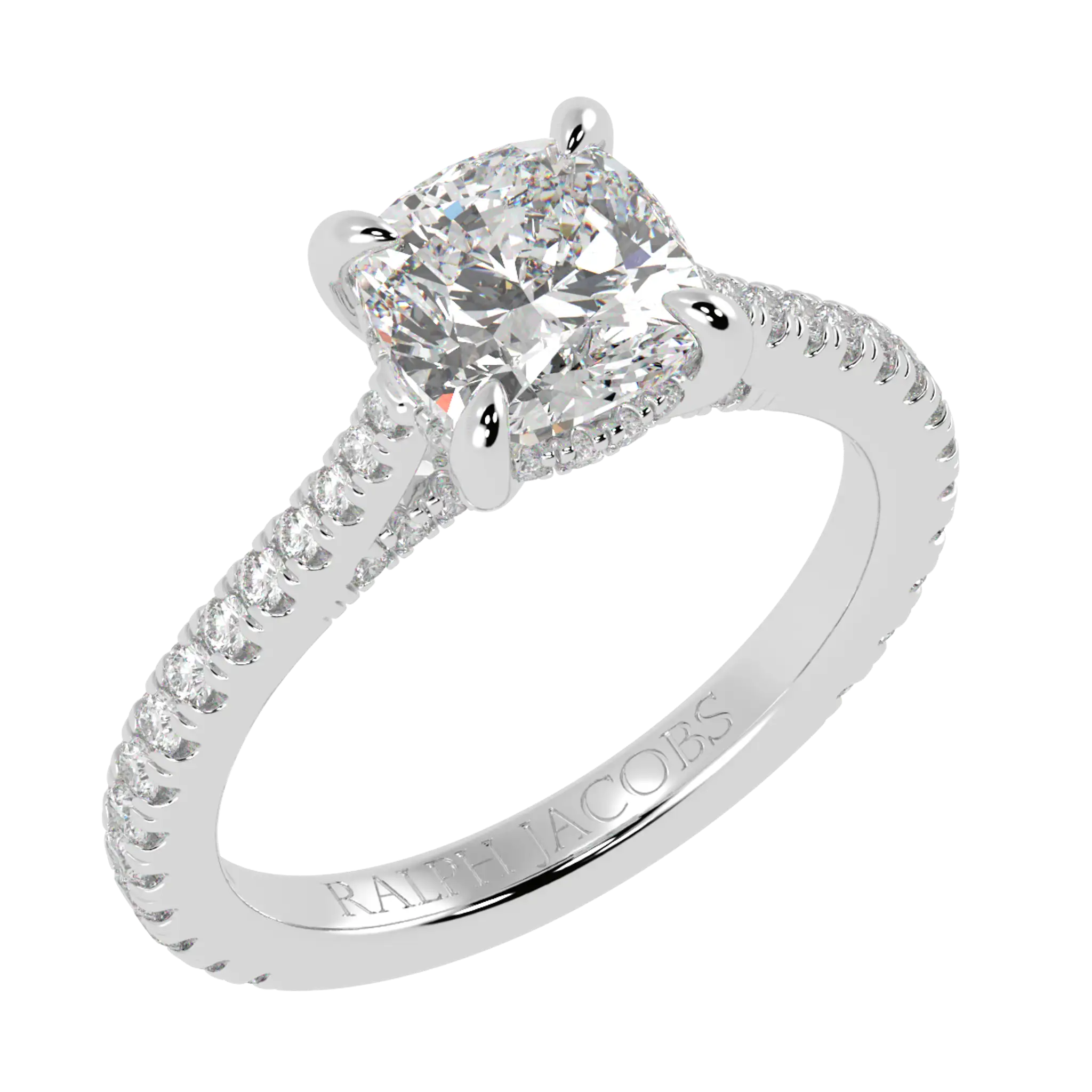 Bague de fiançailles Arya Platinum Accent | Forme coussin