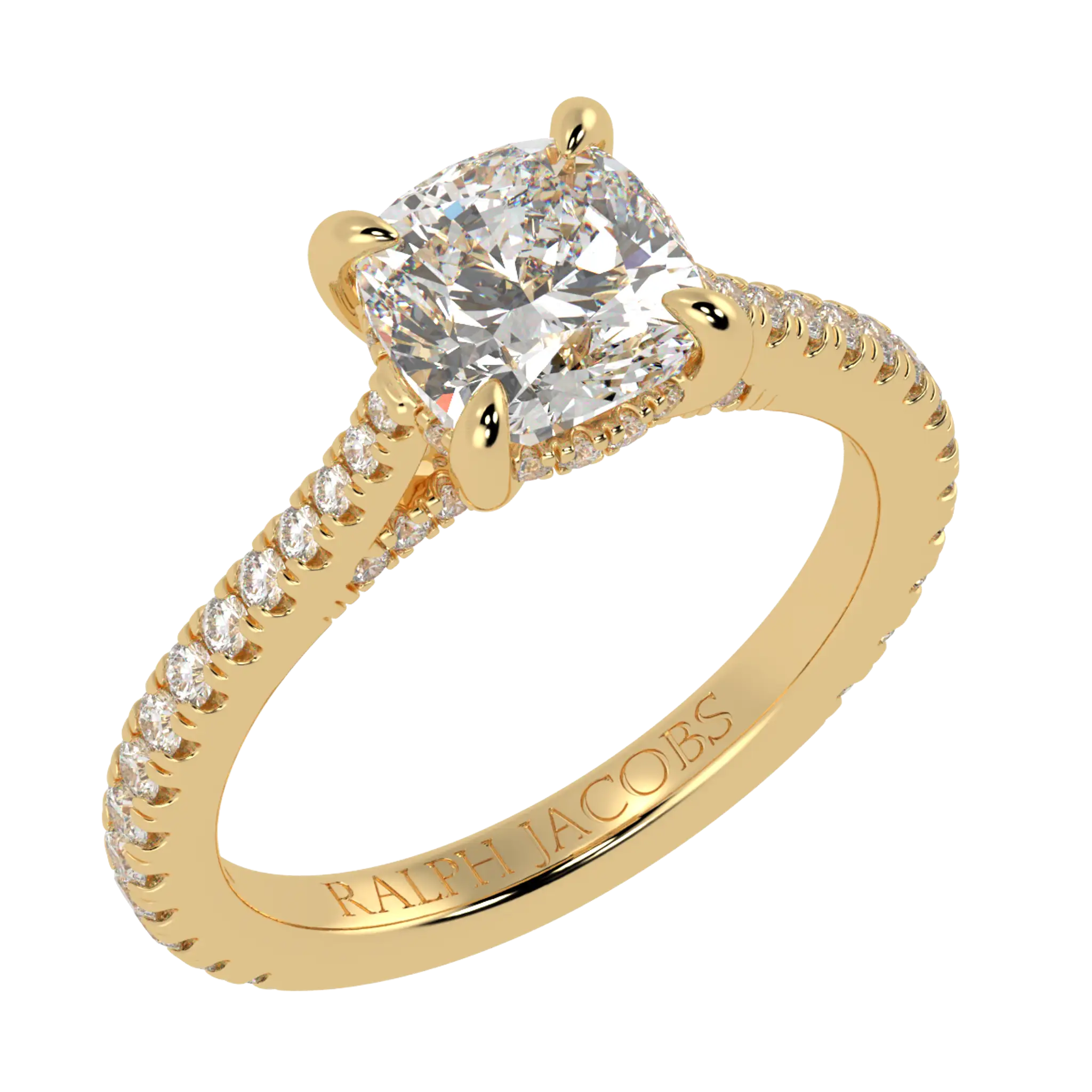 Arya 9K Yellow Gold Accent Engagement Ring | Cushion Shape