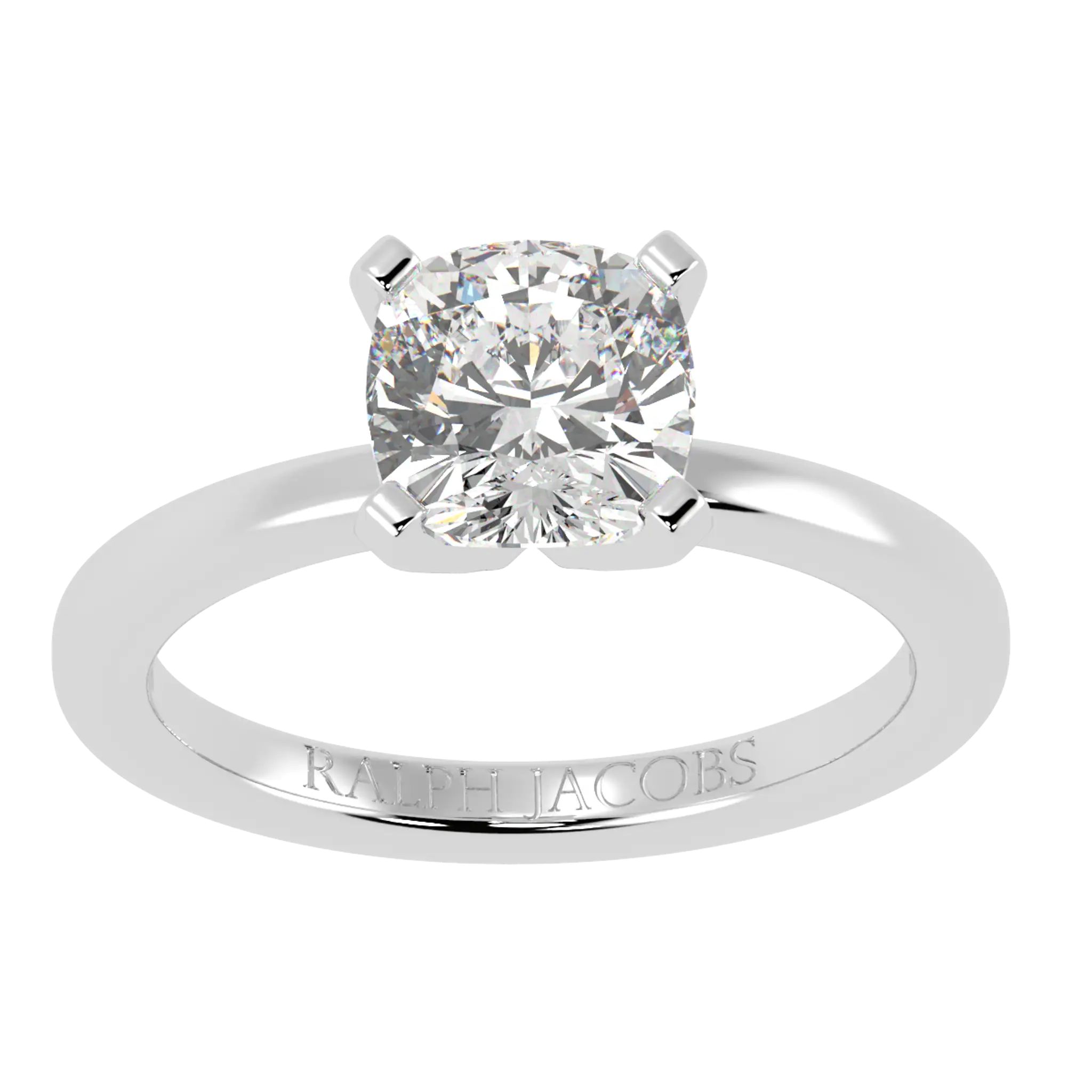 Nikki Platinum Solitaire Engagement Rings | Cushion Shape