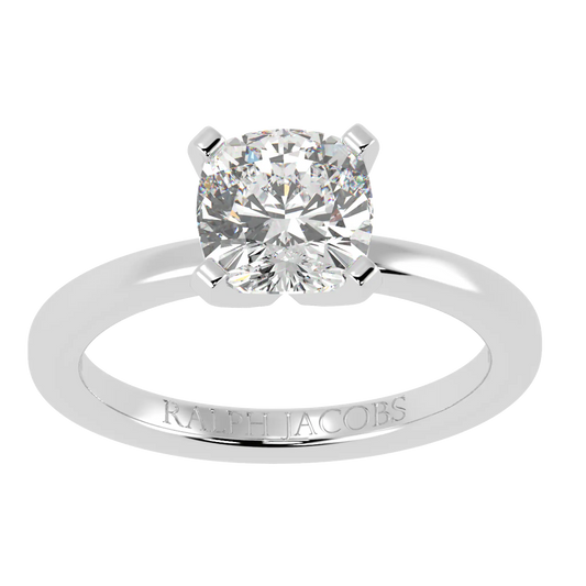 Nikki Platinum Solitaire Engagement Rings | Cushion Shape