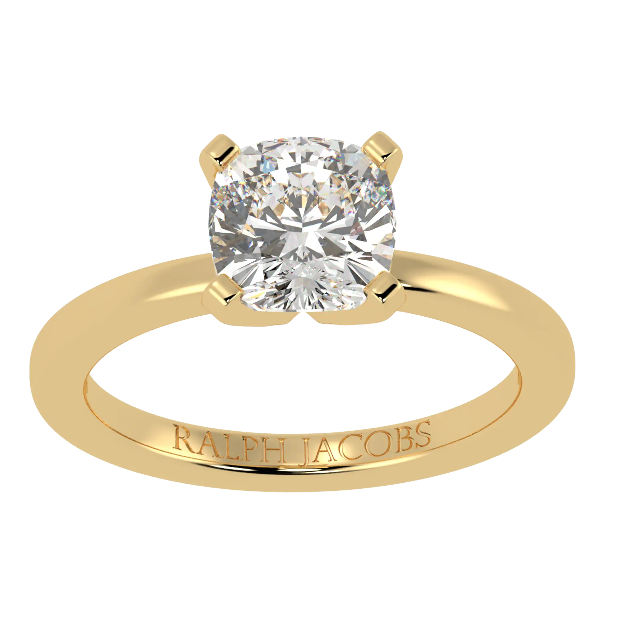 Nikki 18K Yellow Gold Solitaire Engagement Rings | Cushion Shape