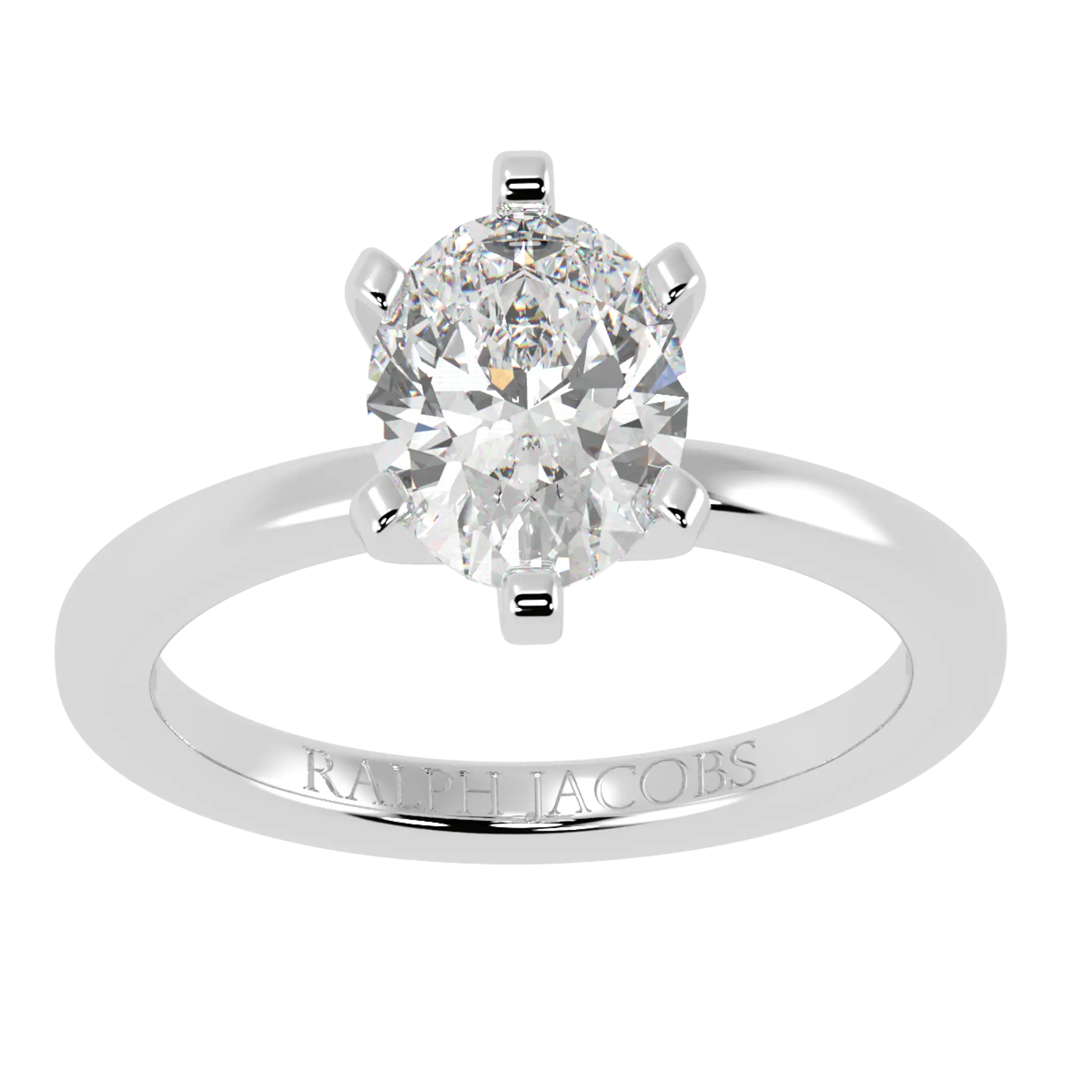 Bague de fiançailles solitaire en or blanc 18 carats Nikki | Forme ovale