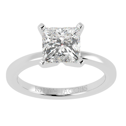 Nikki Platinum Solitaire Engagement Rings | Princess Shape