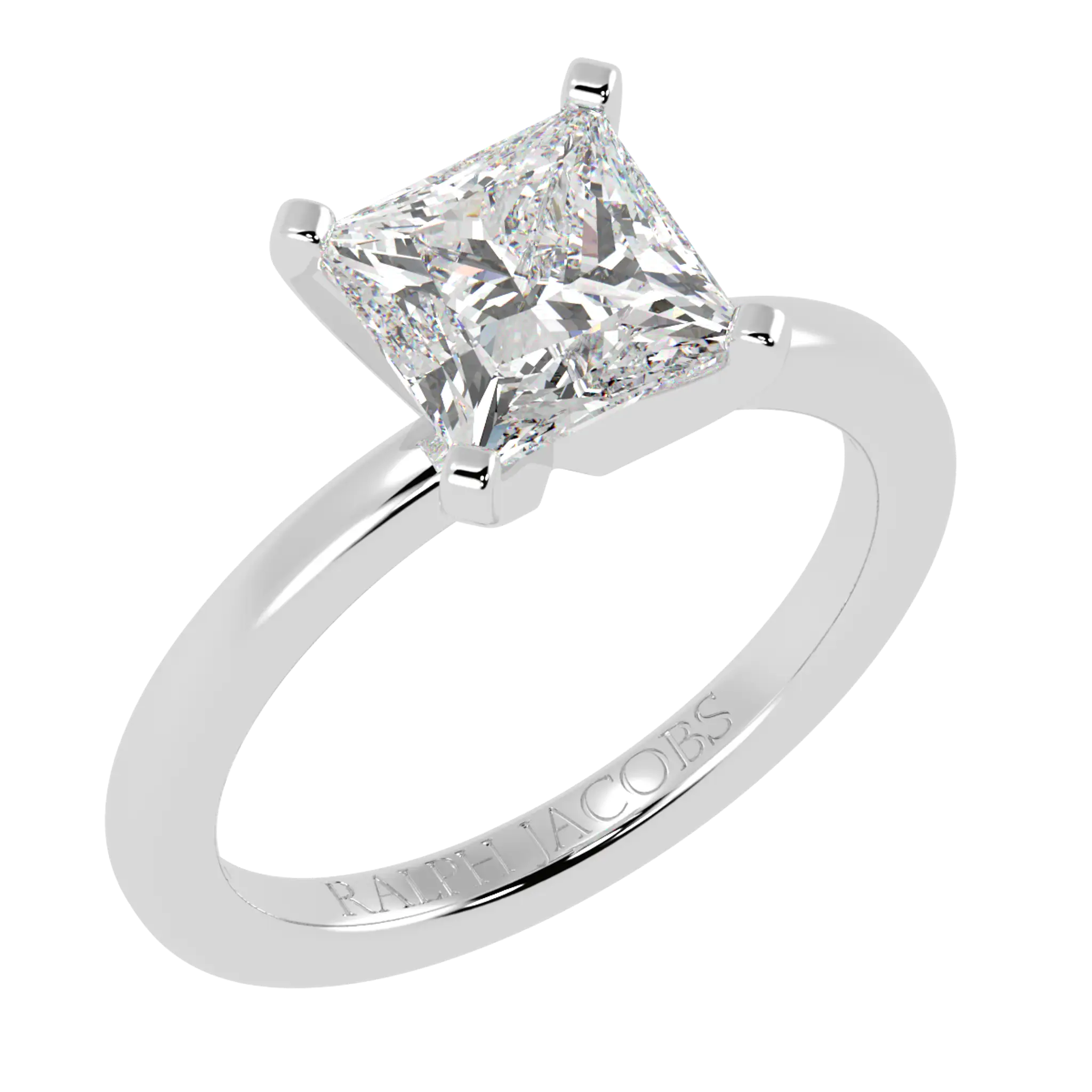 Bague de fiançailles en or blanc 9 carats avec solitaire en moissanite Nikki | Forme princesse