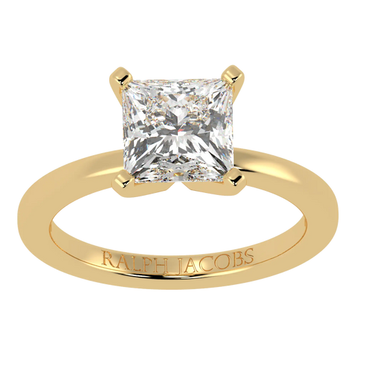 Nikki 9K Yellow Gold Solitaire Engagement Rings | Princess Shape