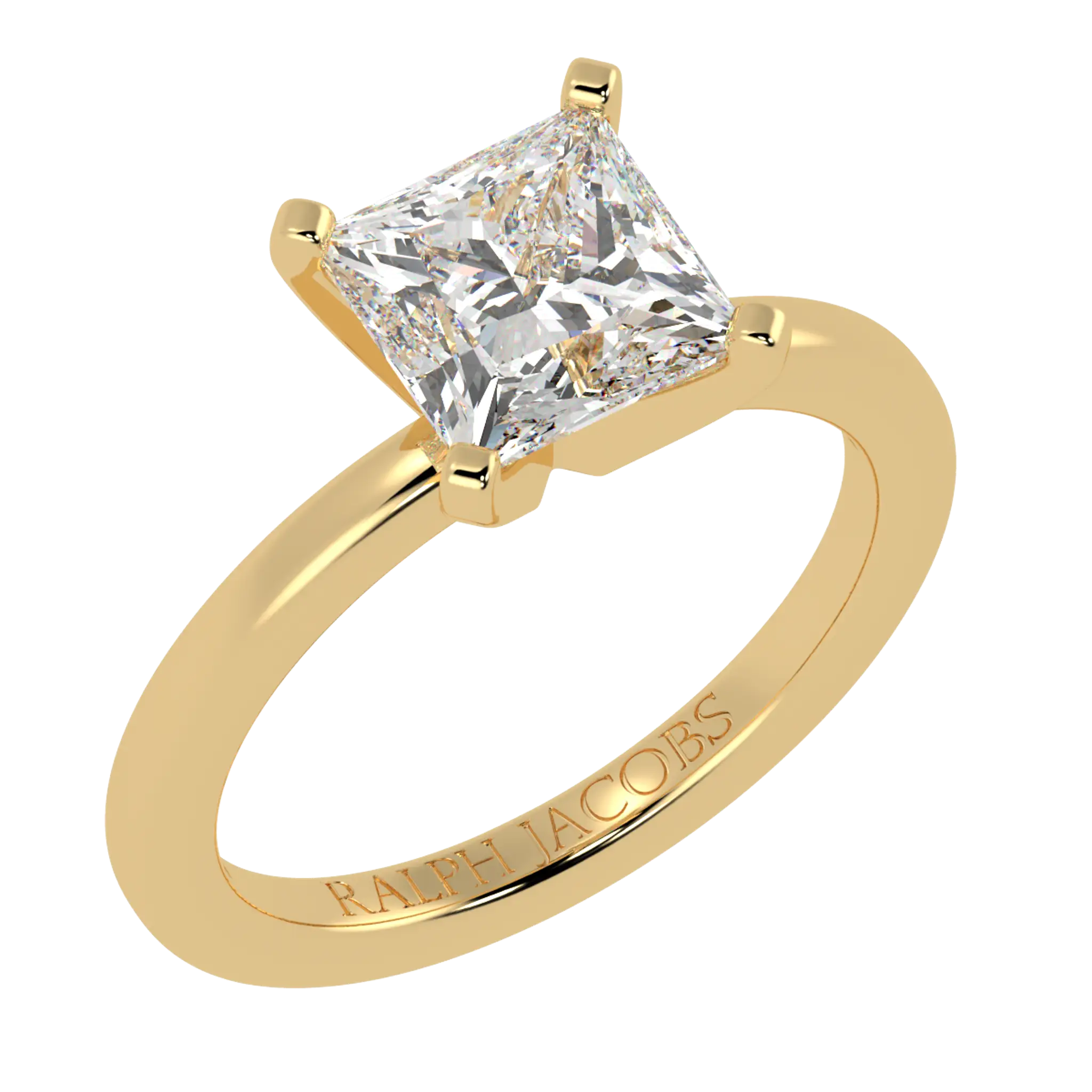 Nikki 9K Yellow Gold Solitaire Engagement Rings | Princess Shape