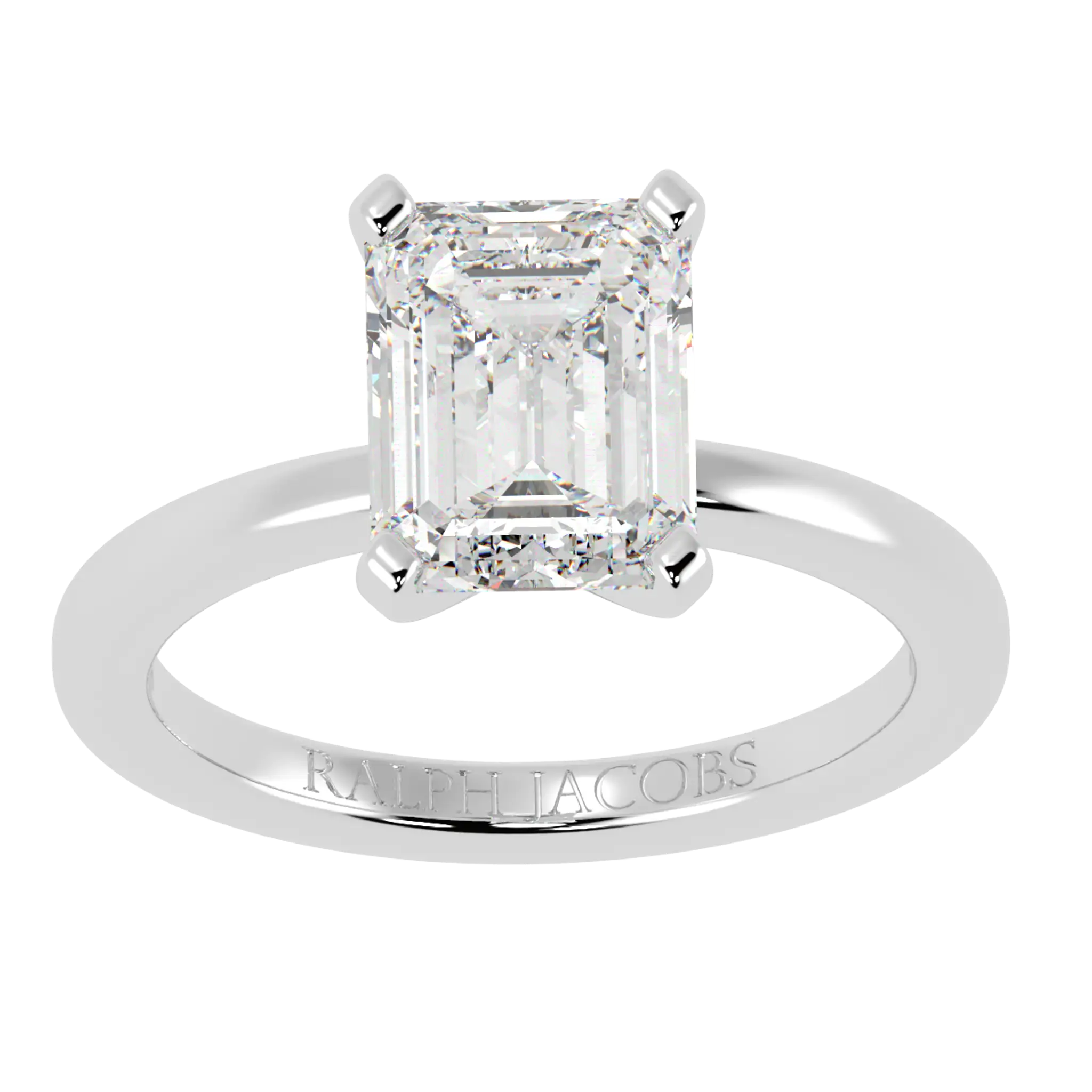 Bague de fiançailles solitaire en or blanc 18 carats Nikki | Forme émeraude