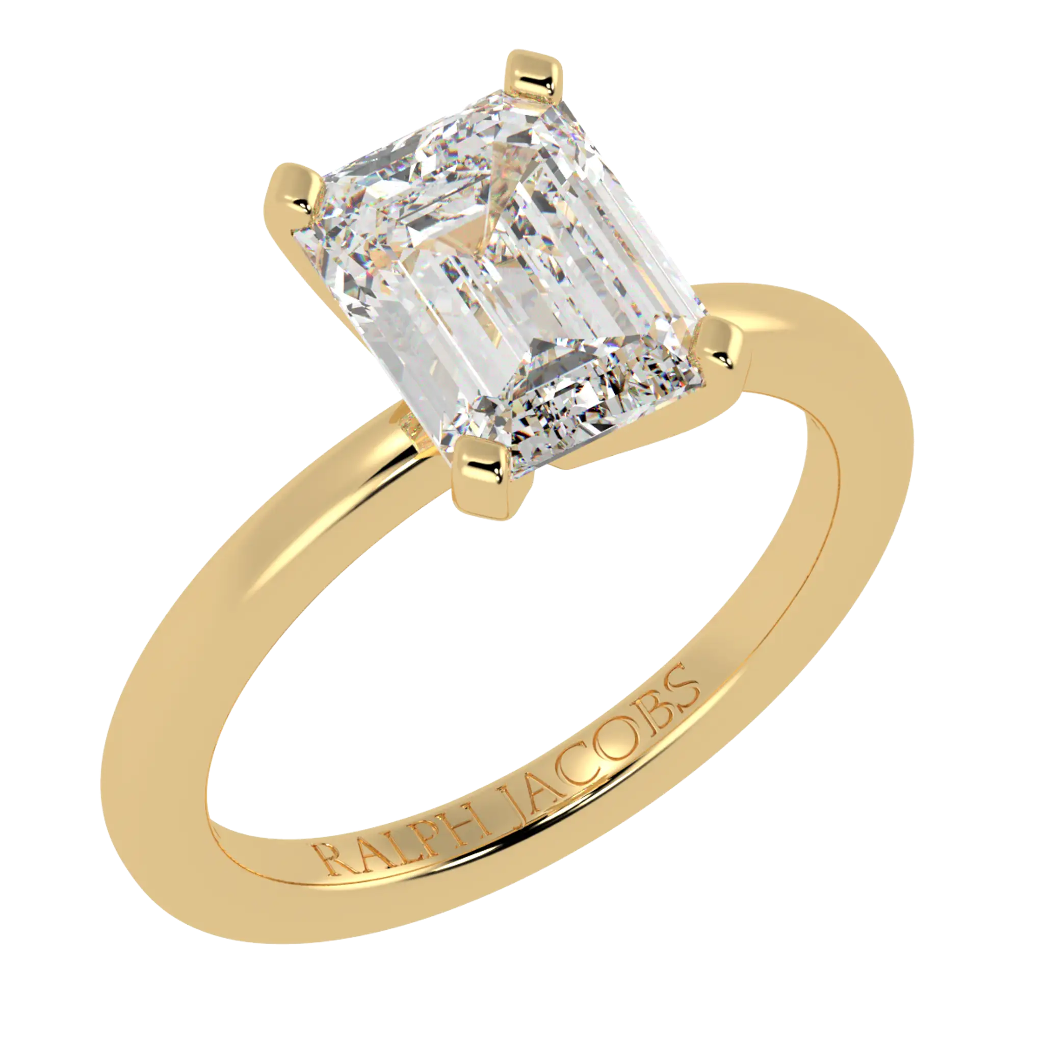 Nikki 18K Yellow Gold Solitaire Engagement Rings | Emerald Shape