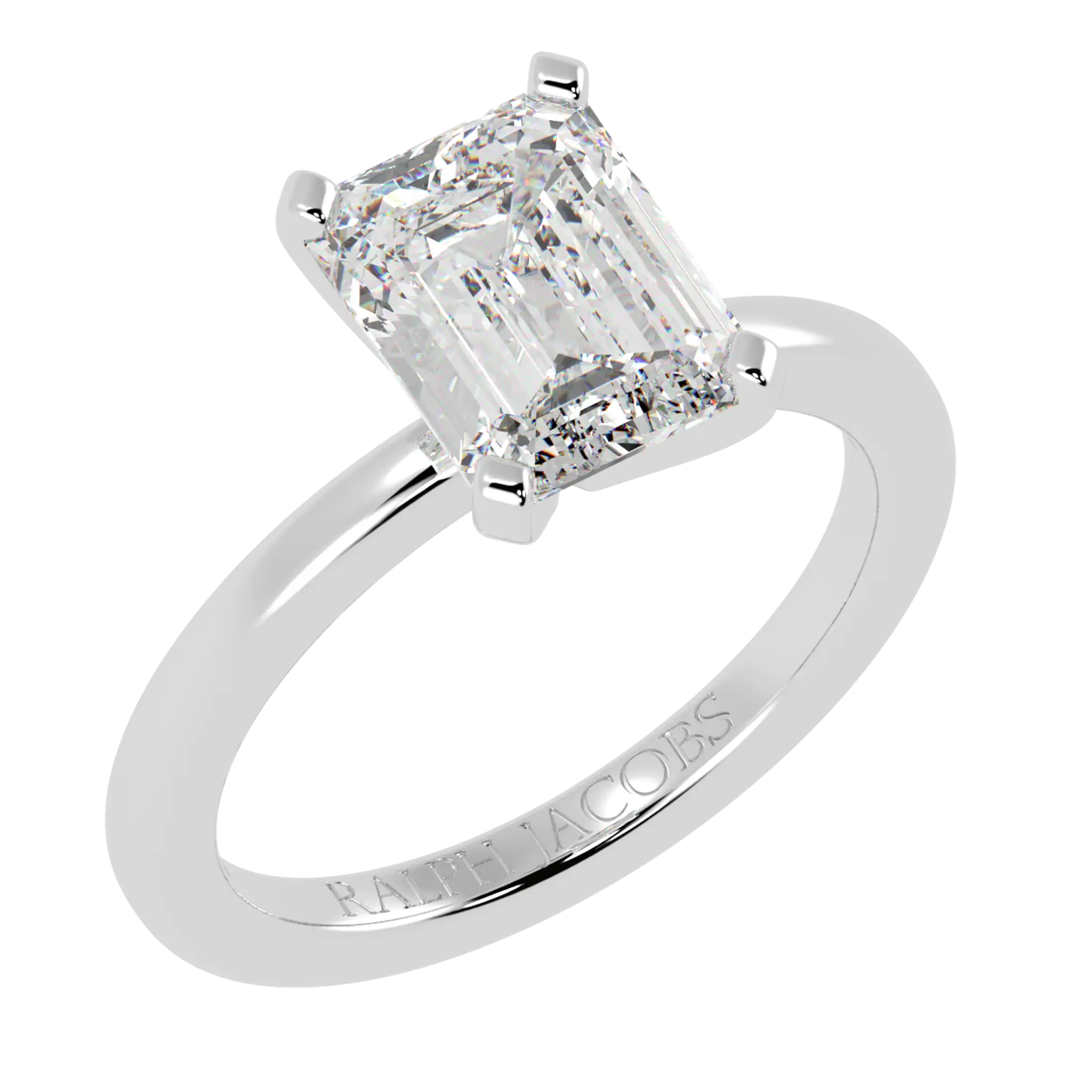 Nikki Platinum Solitaire Engagement Rings | Emerald Shape