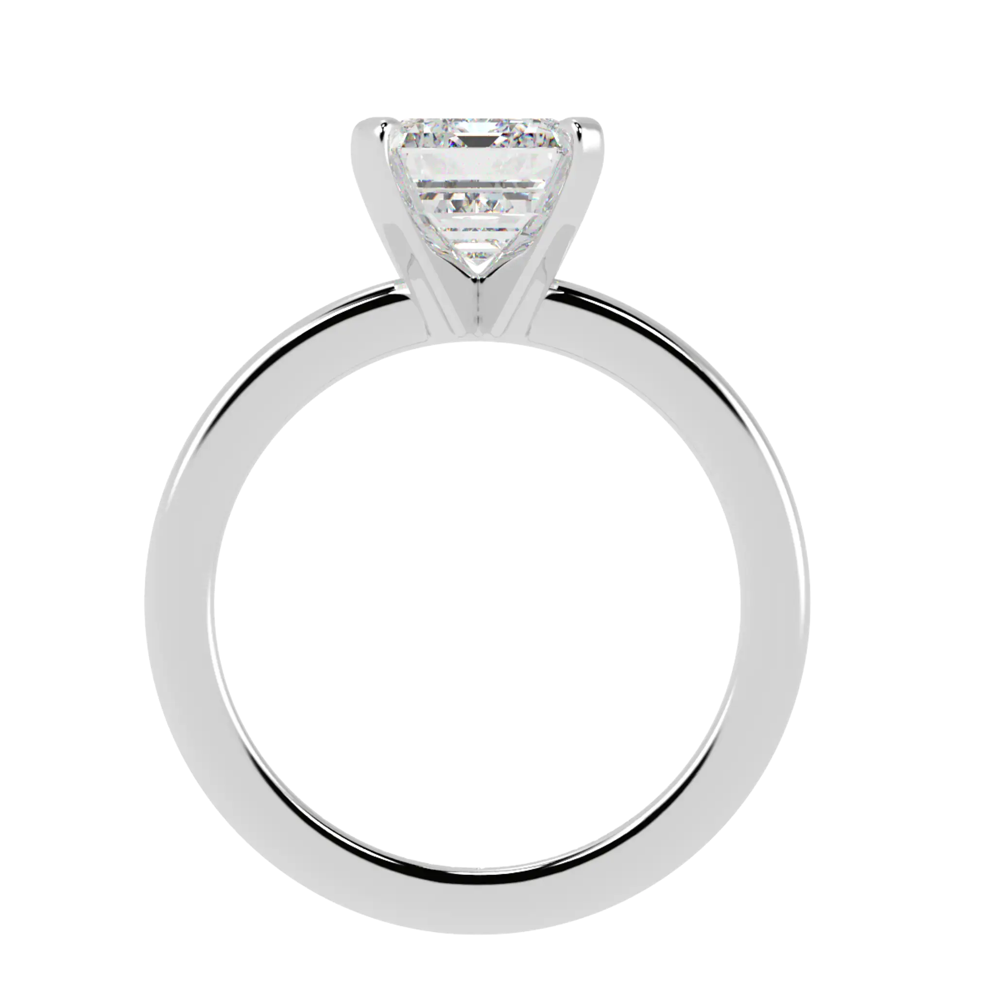 Bague de fiançailles solitaire en platine Nikki | Forme émeraude