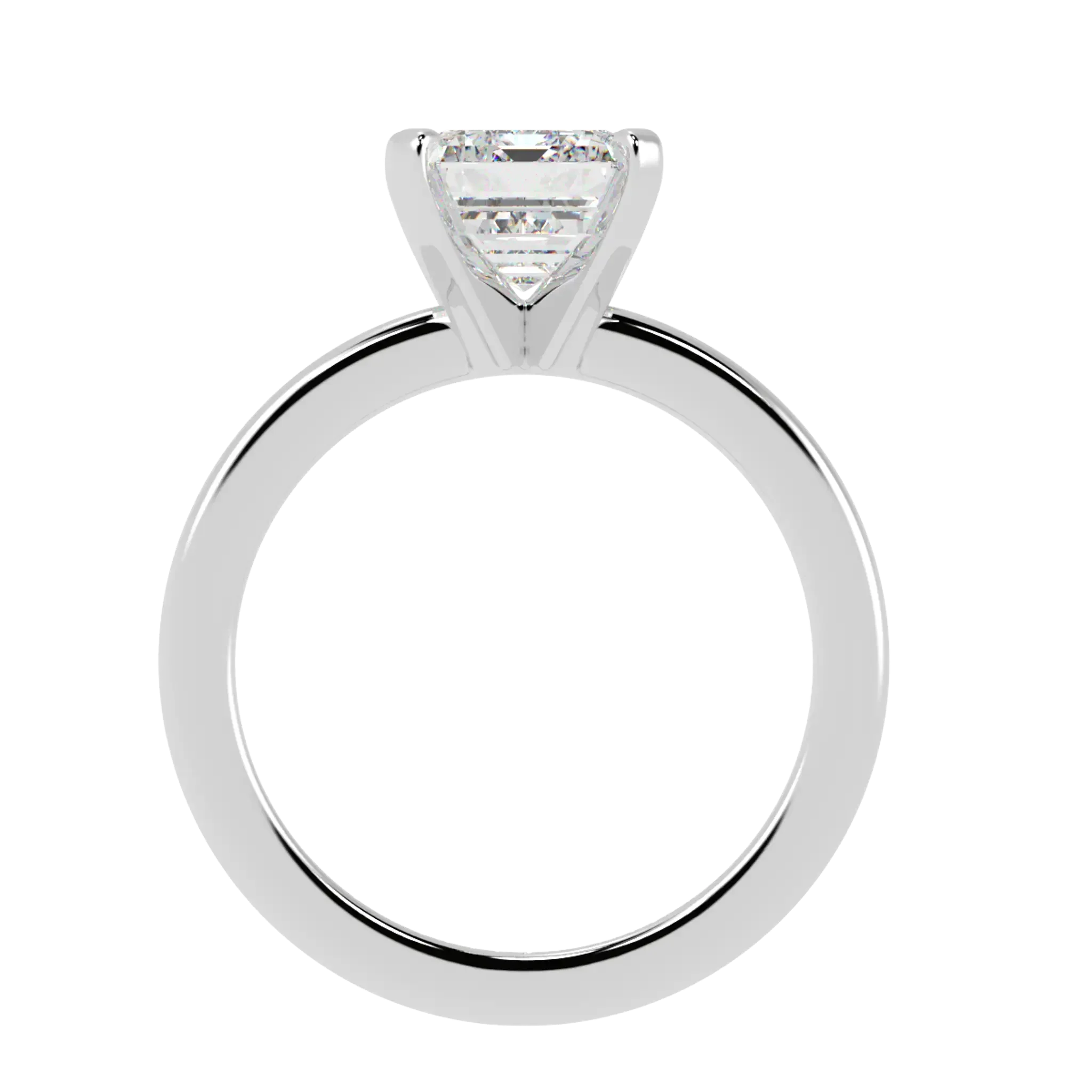 Nikki Platinum Solitaire Moissanite Engagement Rings | Emerald Shape