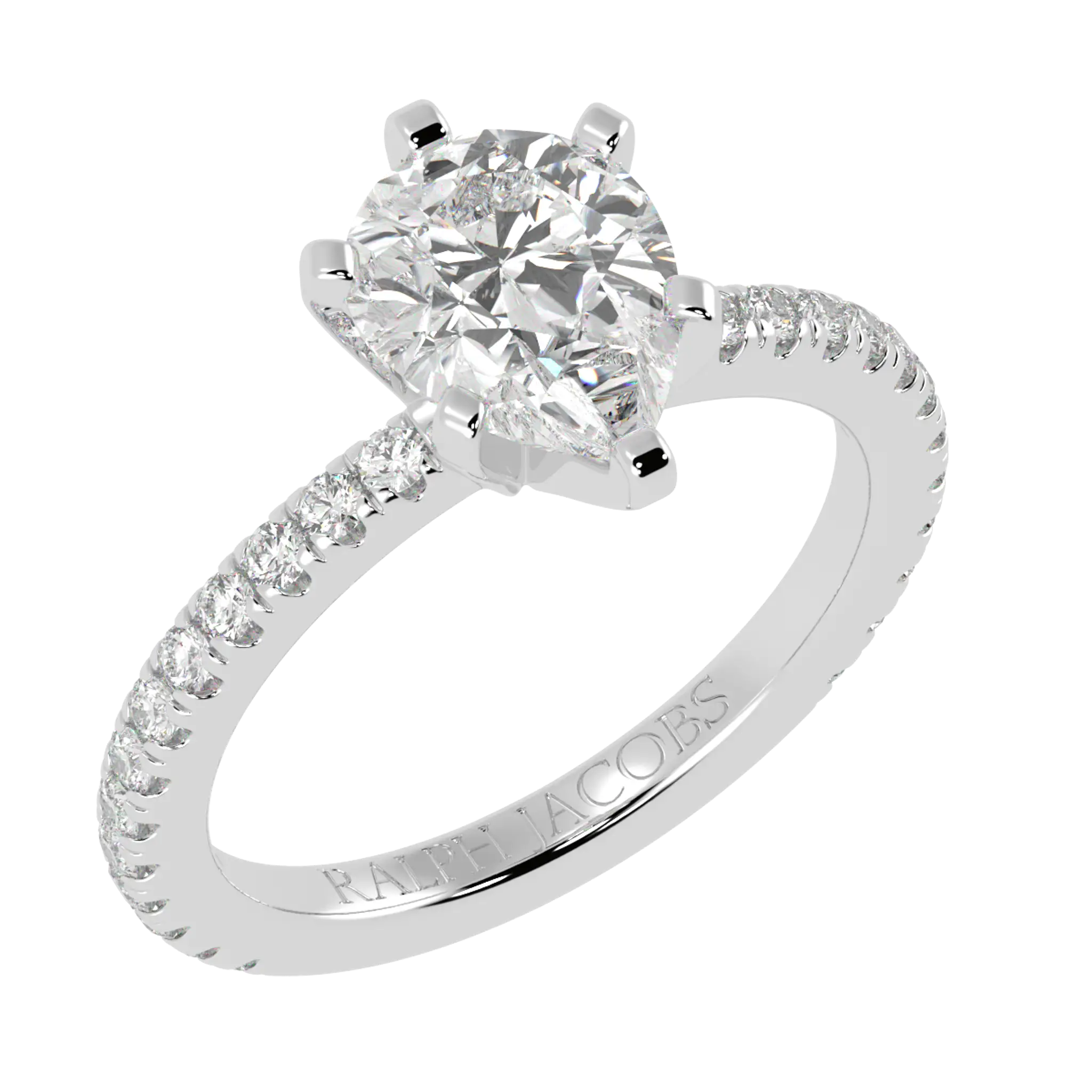 Nikki 9K White Gold Accent Engagement Rings | Pear Shape