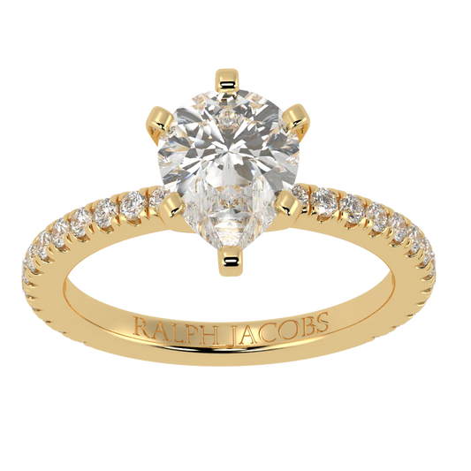 Nikki 9K Yellow Gold Accent Engagement Rings | Pear Shape