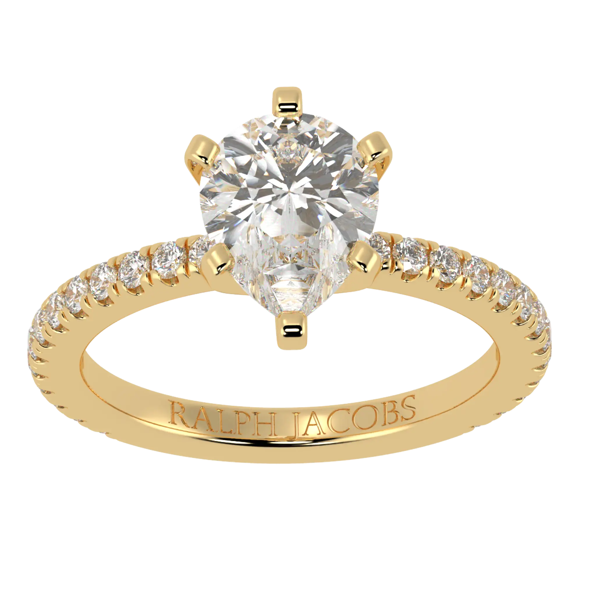 Nikki 9K Yellow Gold Accent Moissanite Engagement Rings | Pear Shape