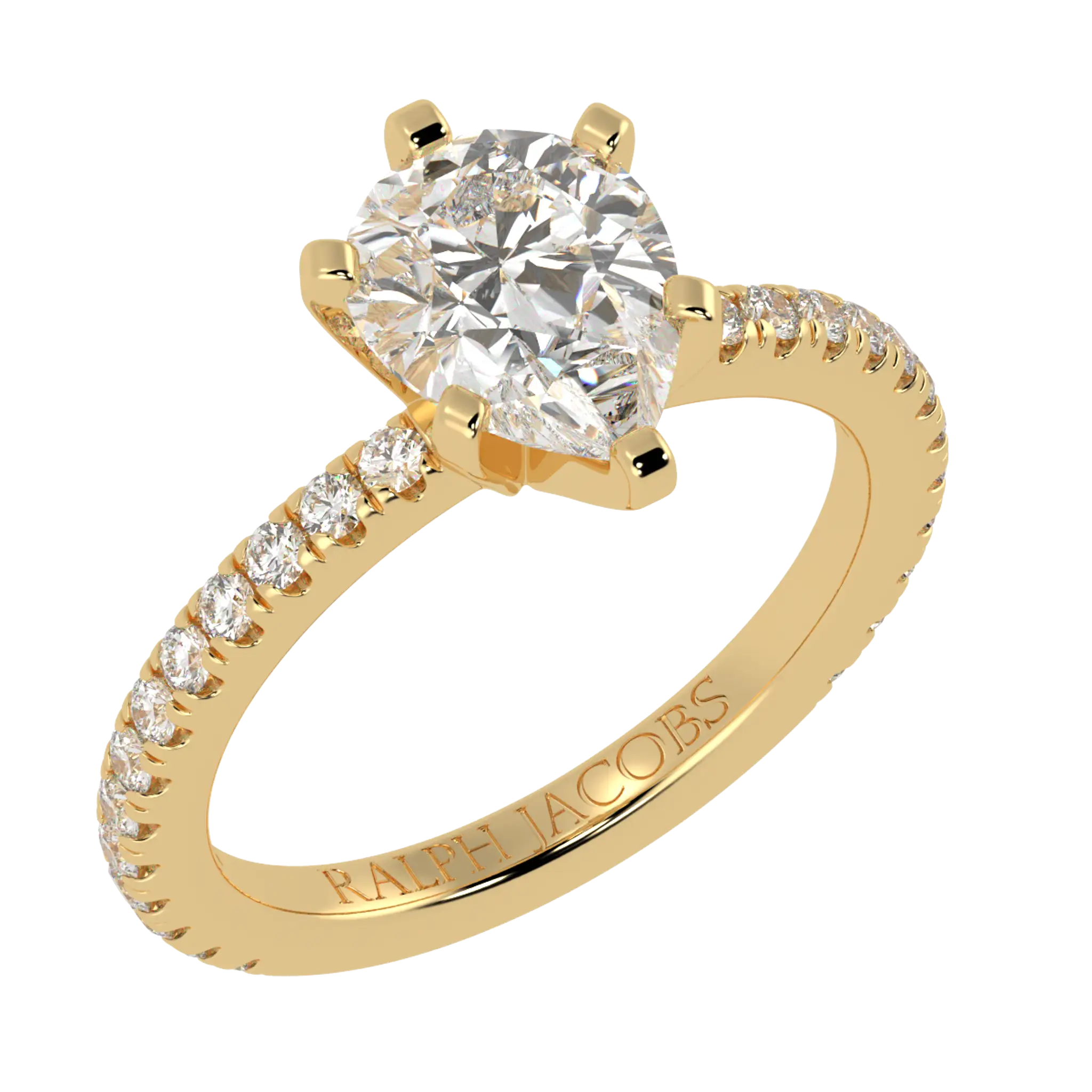 Nikki 9K Yellow Gold Accent Engagement Rings | Pear Shape