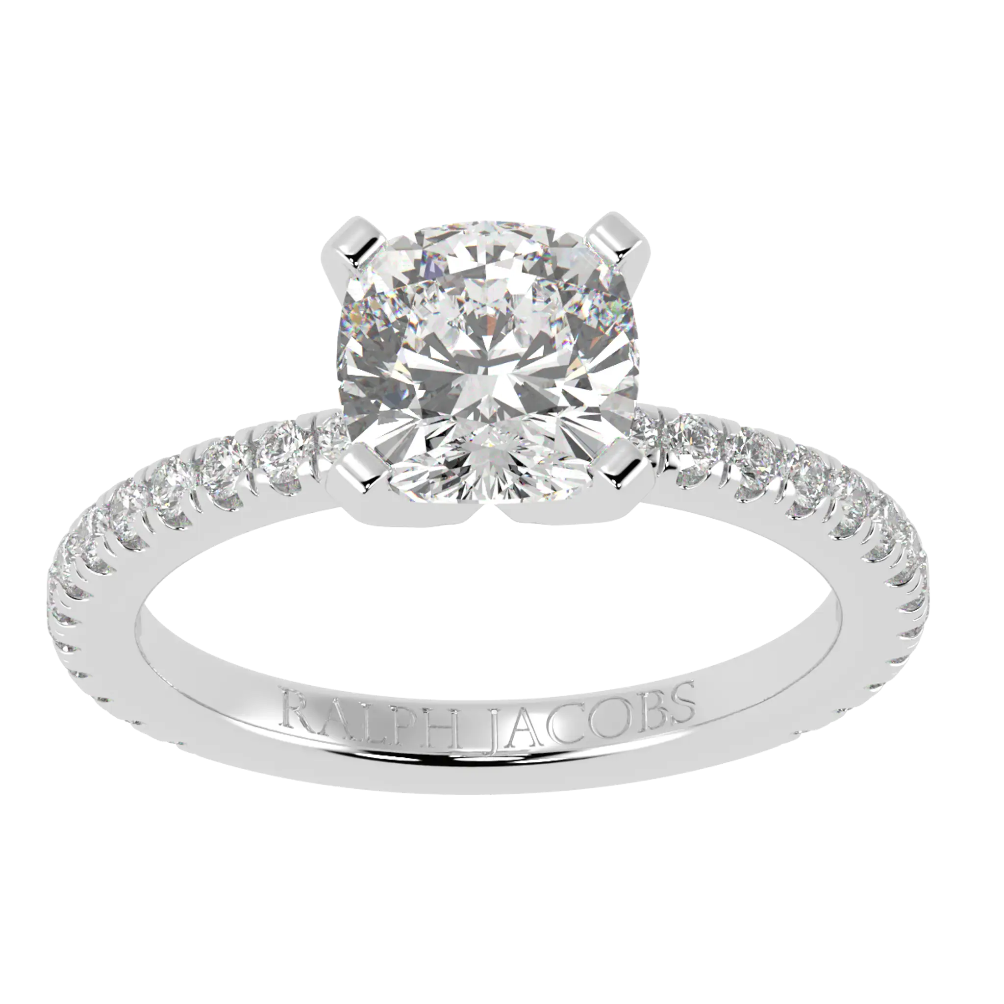 Nikki Platinum Accent Engagement Rings | Cushion Shape