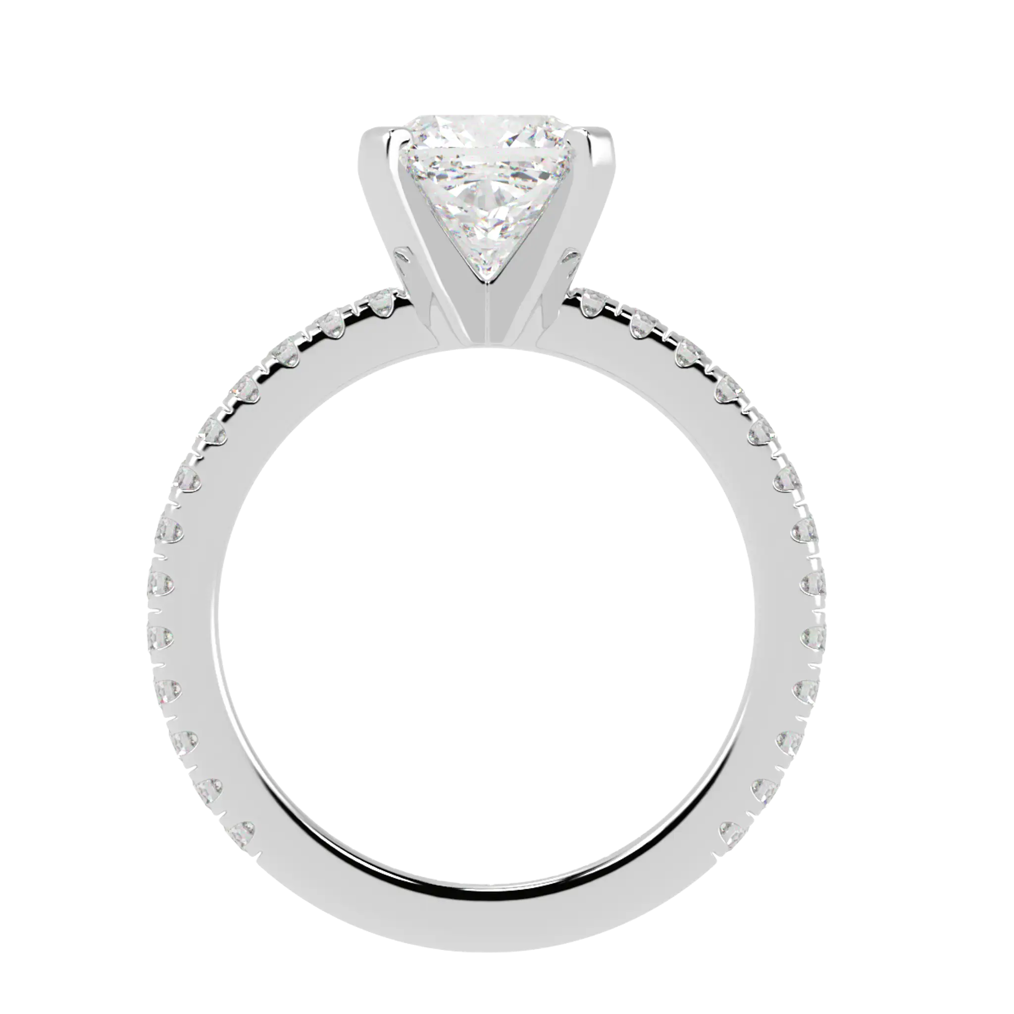 Nikki Platinum Accent Engagement Rings | Cushion Shape