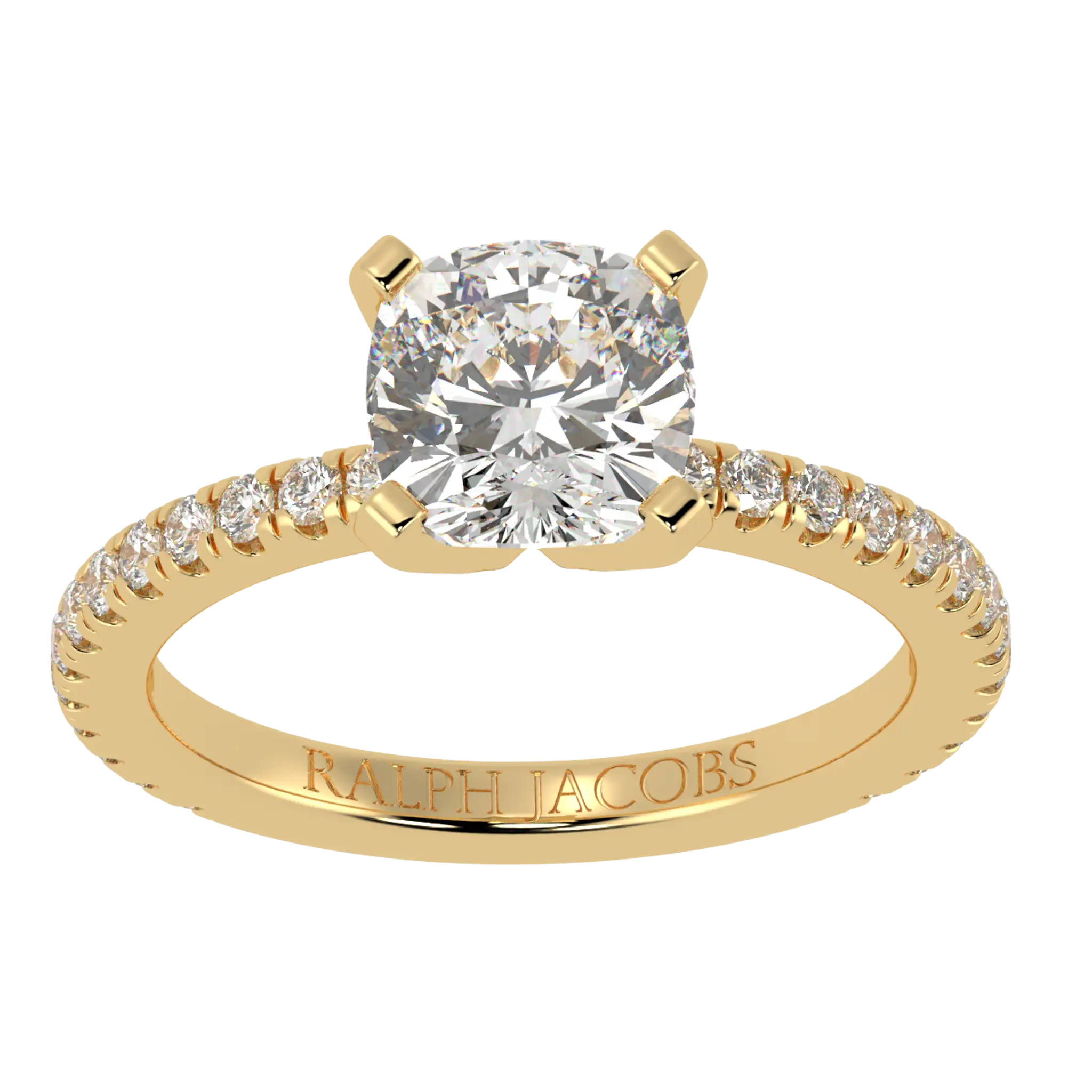 Nikki 9K Yellow Gold Accent Engagement Rings | Cushion Shape