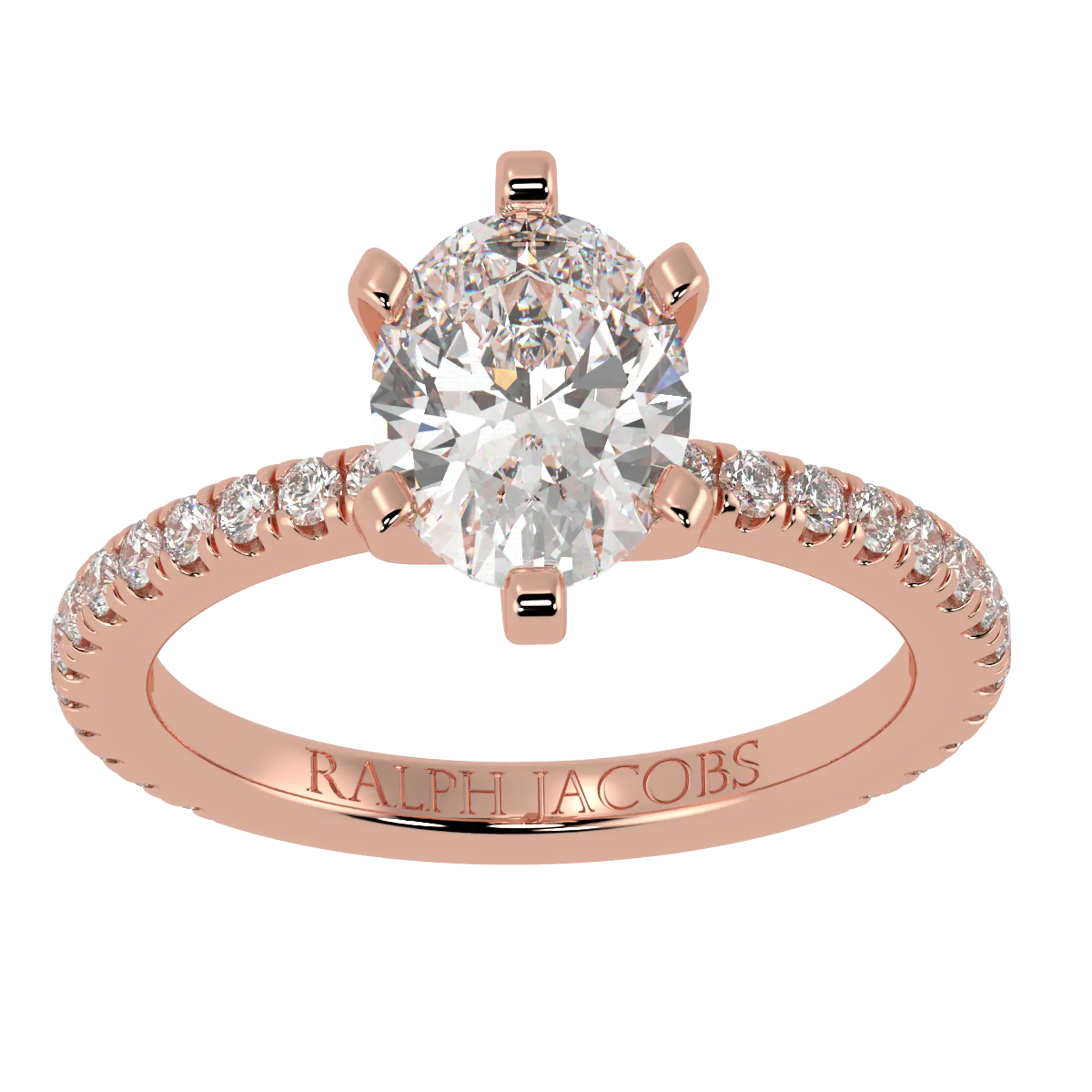 Bagues de fiançailles Nikki en or rose 14 carats | Forme ovale