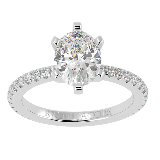 Nikki Platinum Accent Engagement Rings | Oval Shape