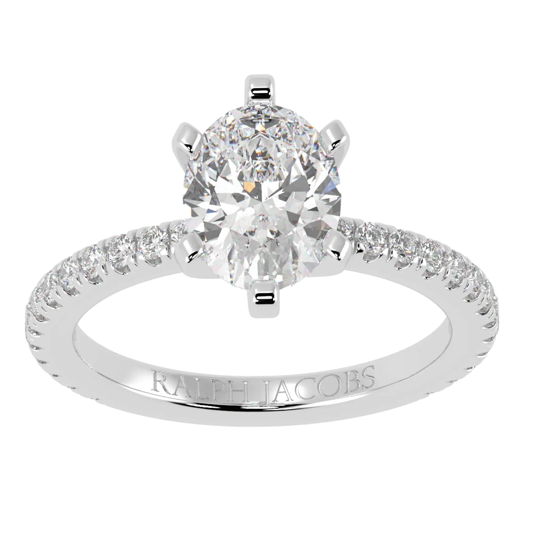 Nikki Platinum Accent Moissanite Engagement Rings | Oval Shape