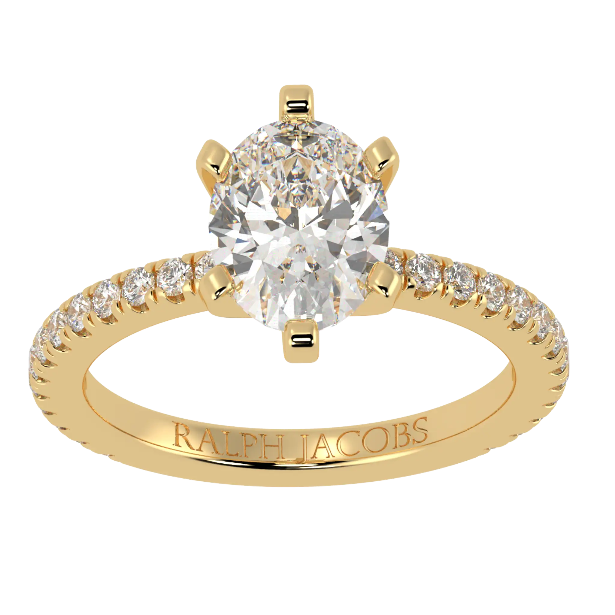 Nikki – Bague de fiançailles solitaire en or jaune 9 carats avec diamant ovale et diamants accentués sur la bande