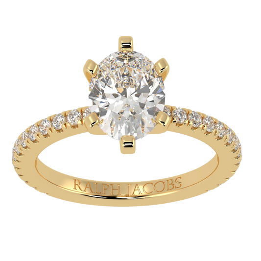 Nikki 9K Yellow Gold Accent Engagement Rings | Oval Shape