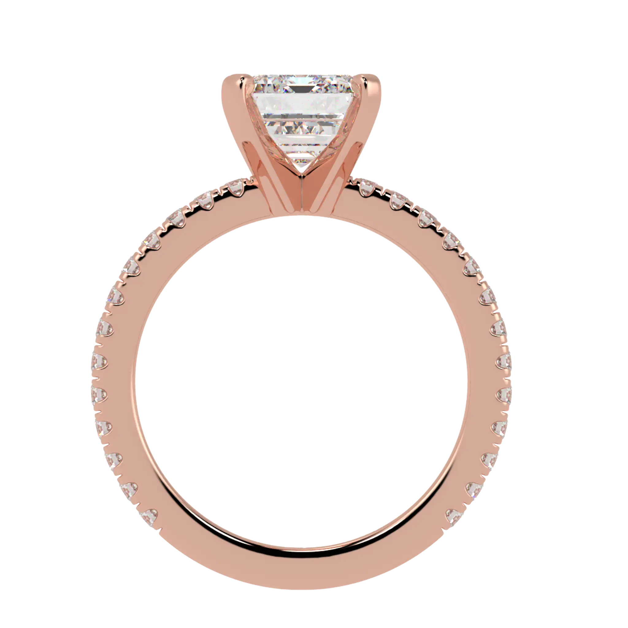 Bagues de fiançailles Nikki en or rose 14 carats | Forme émeraude