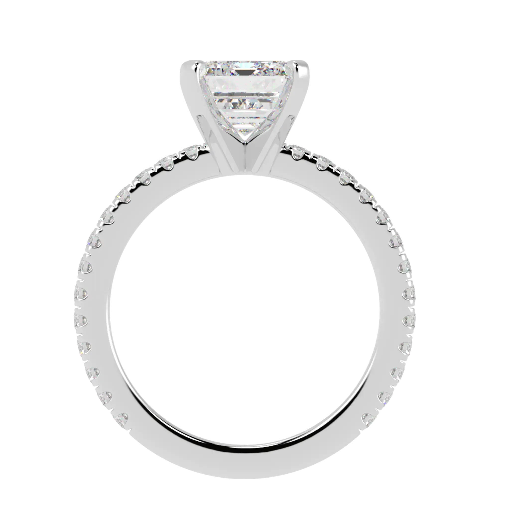 Nikki 9K White Gold Accent Engagement Rings | Emerald Shape