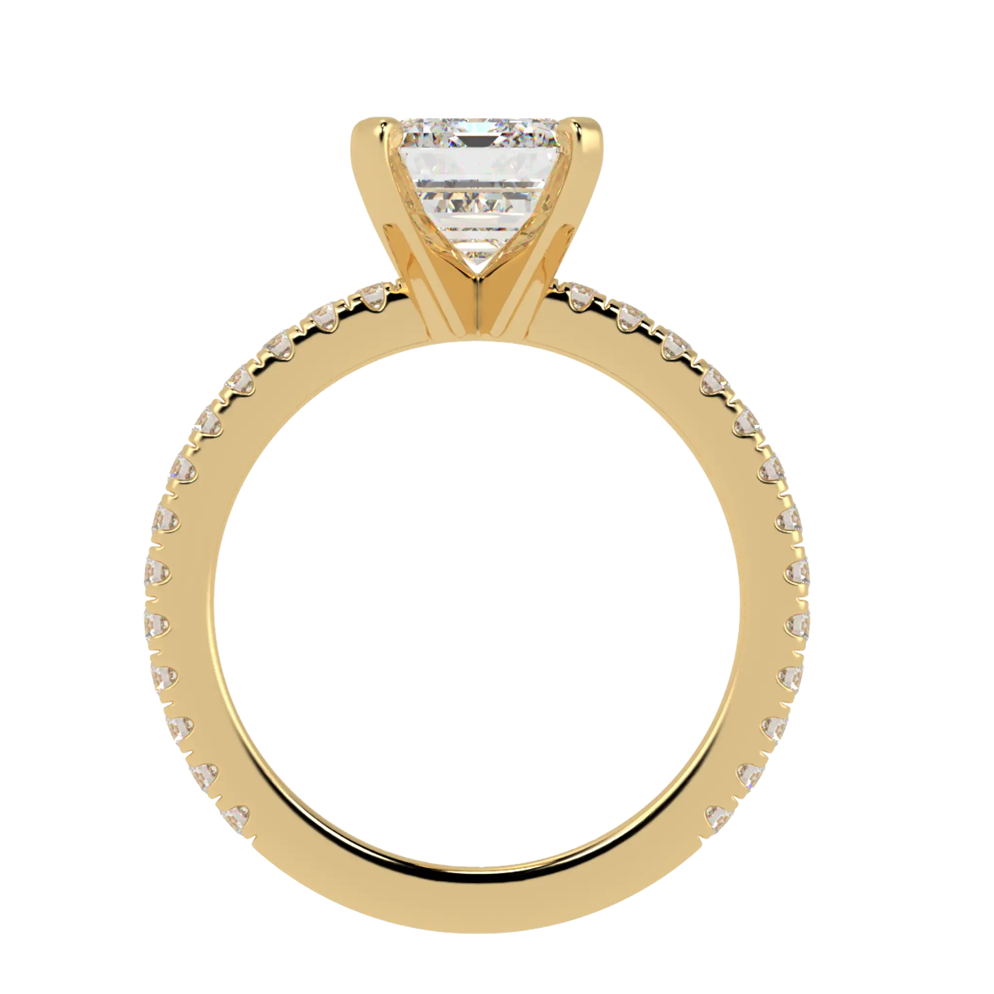 Nikki 9K Yellow Gold Accent Engagement Rings | Emerald Shape